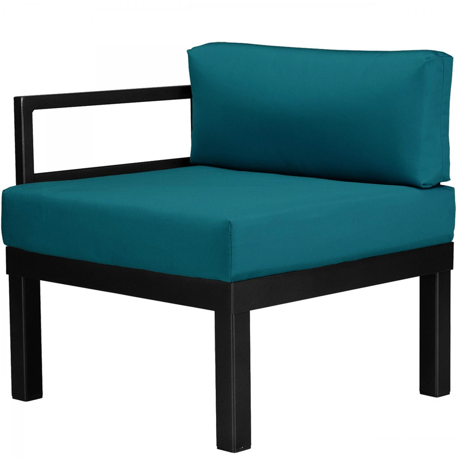 Ashbee Aluminum Patio End Sectional Chair By Telescope Casual - Textured Black/Peacock thumbnail