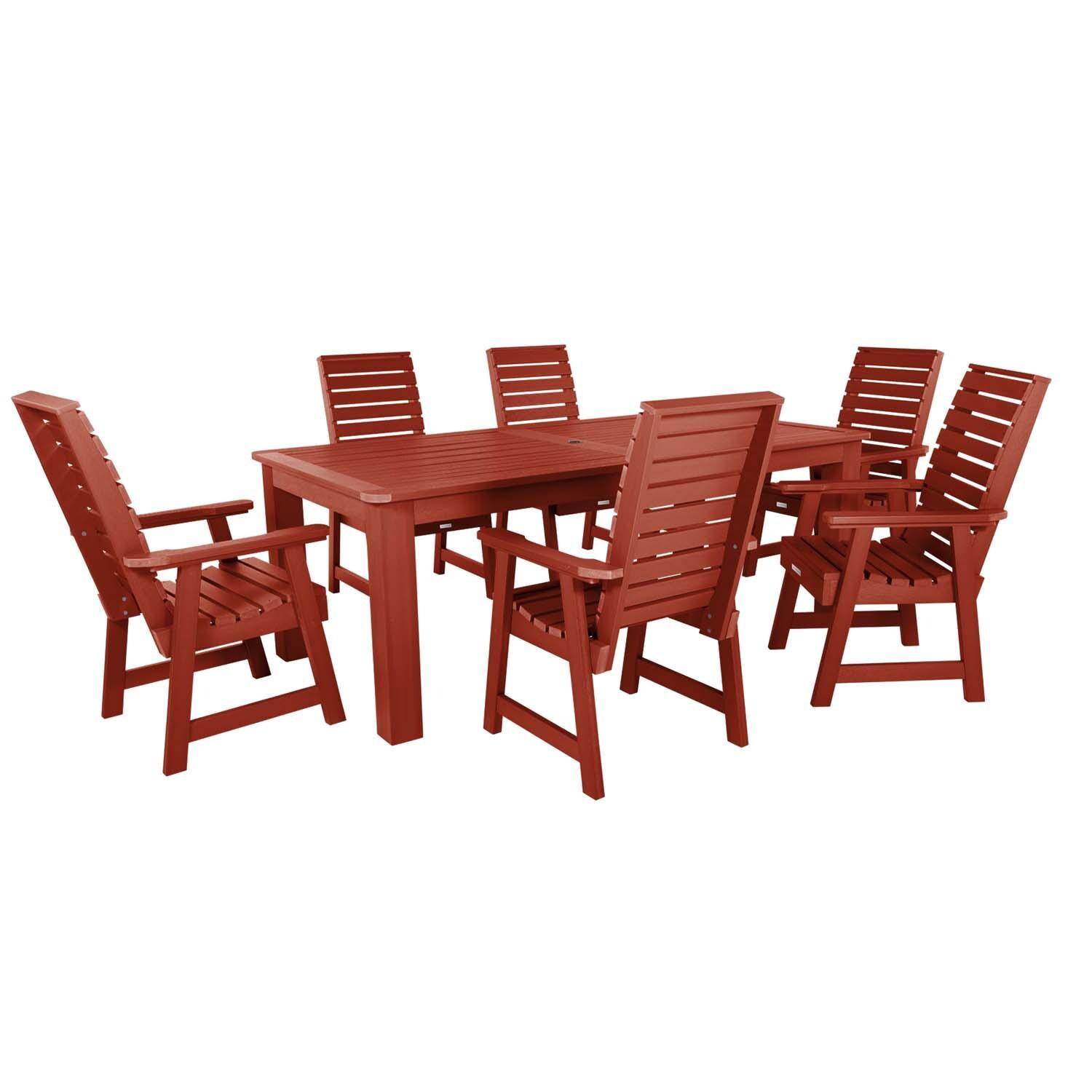 Elm Pointe 7 Pc Recycled Plastic Dining Set In Rustic Red by Lakeview - White Background thumbnail