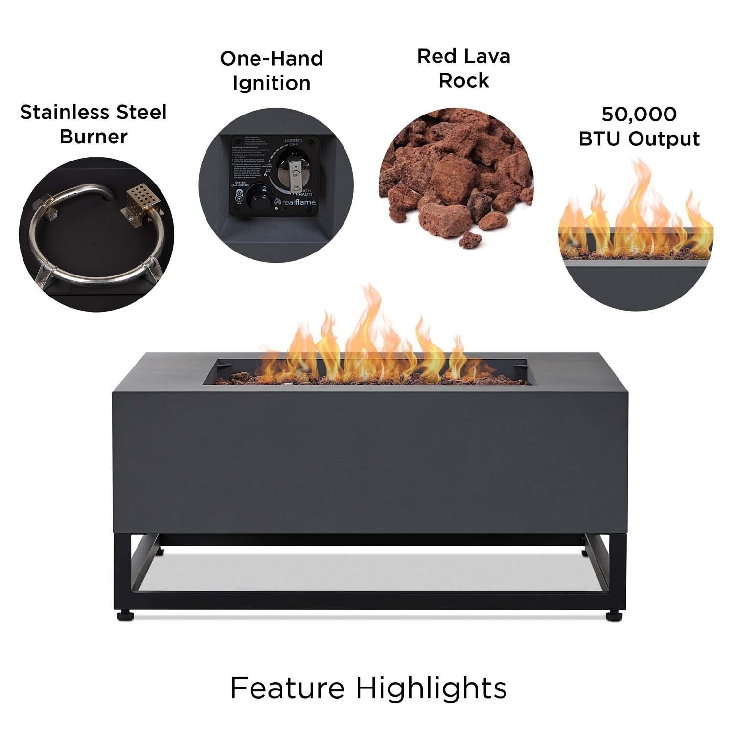 Craft Bay 36 Inch Square Powder Coated Steel Propane Fire Pit Table in Weathered Slate by Lakeview Outdoor Designs - Features thumbnail