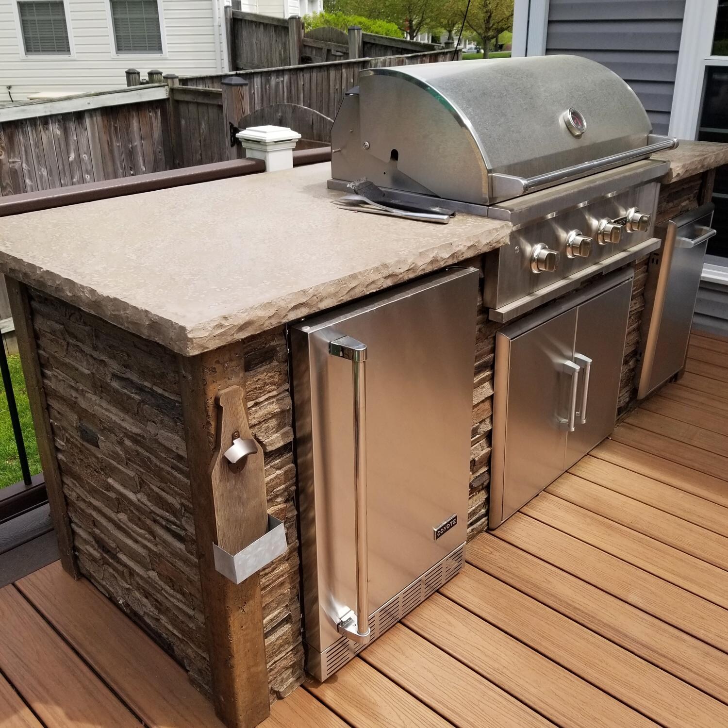 Coyote RTAC-G8-SB-C2C36LP Ready-To-Assemble 8 Ft Outdoor Kitchen Island With 36-Inch S-Series Natural Gas Grill - Brown Stone - Lifestyle View - Left Side thumbnail