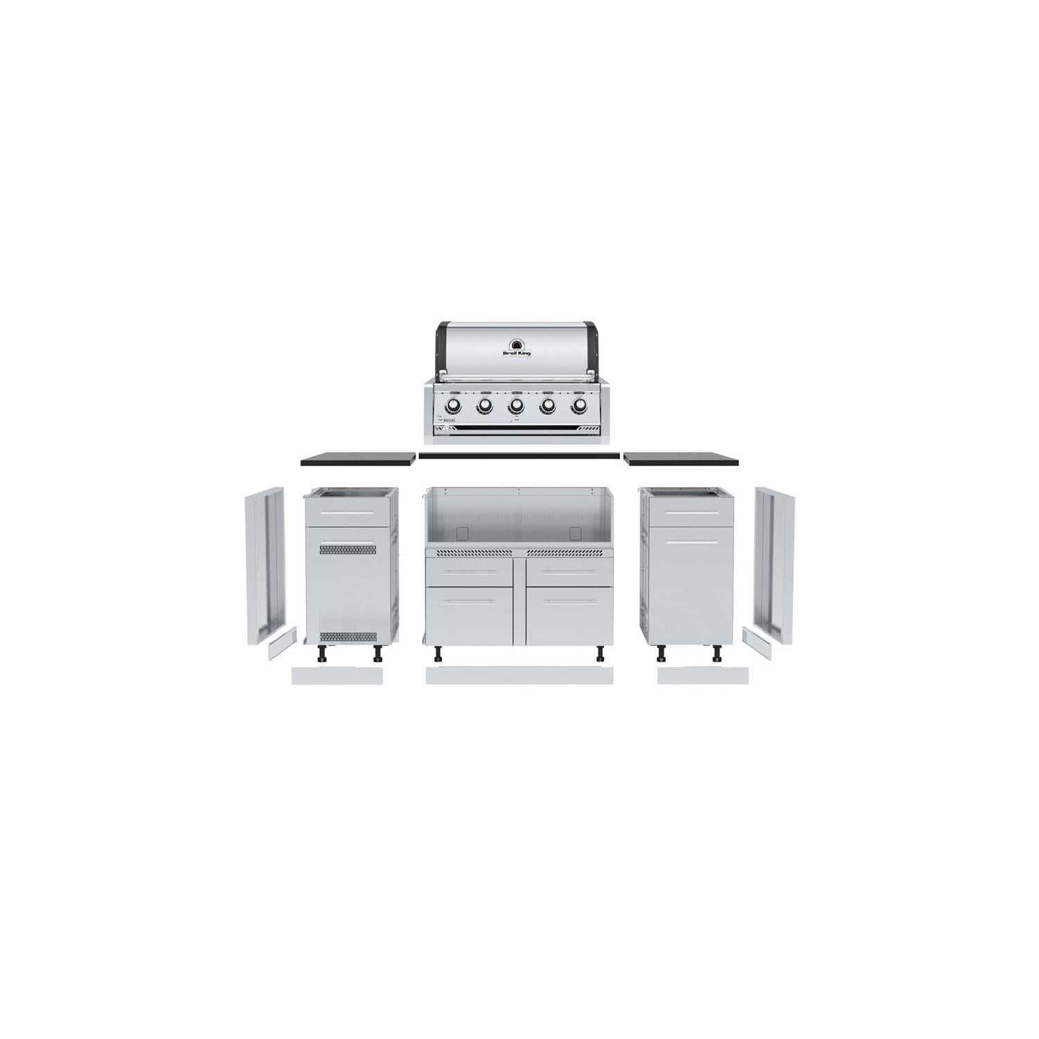 Broil King 886717 Regal S520 5-Burner Built-In Natural Gas Grill - Stainless Steel - Exploded View White Background thumbnail