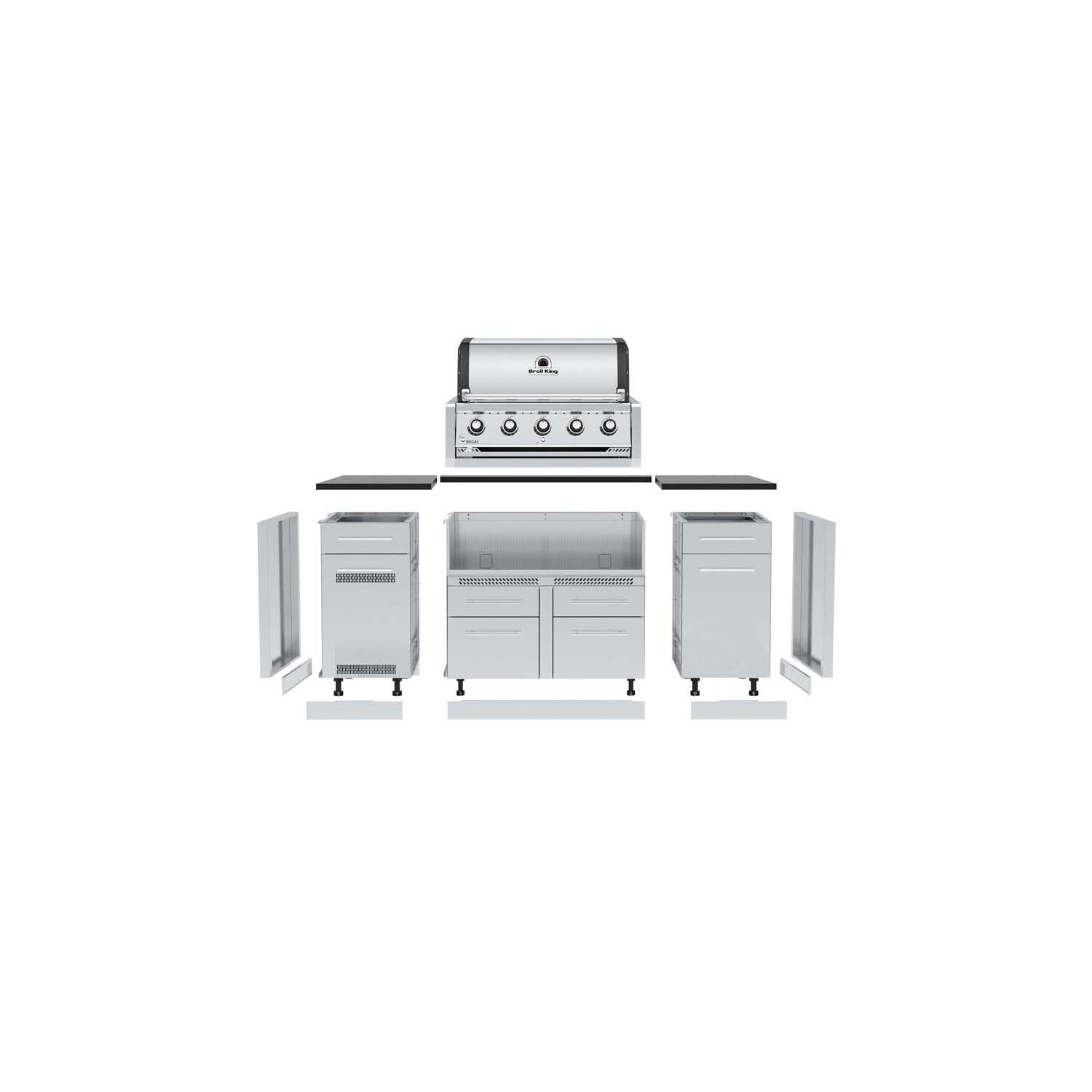Broil King 886717 Regal S520 5-Burner Built-In Natural Gas Grill - Stainless Steel - Exploded View White Background thumbnail