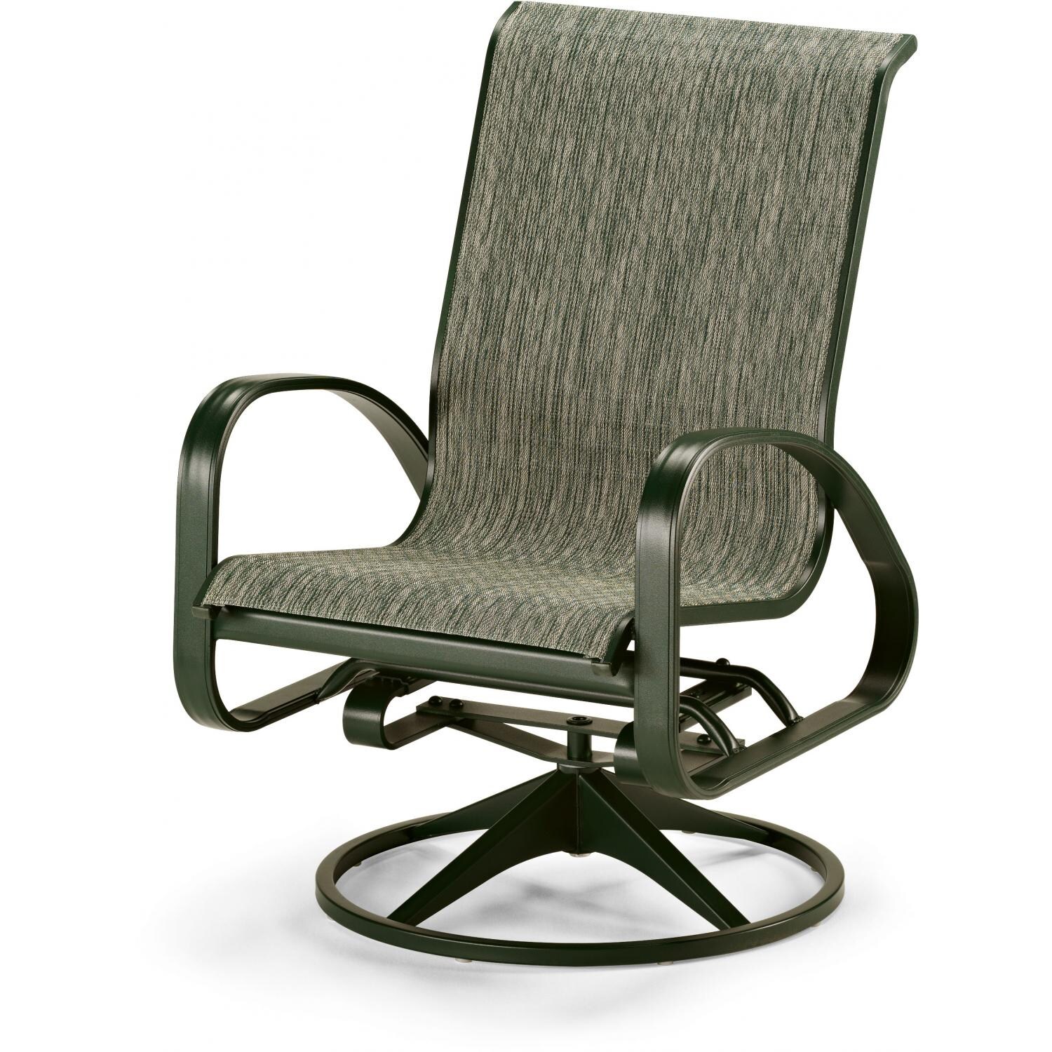 Primera Aluminum Patio Swivel Rocker Dining Chair With Sling Seating By