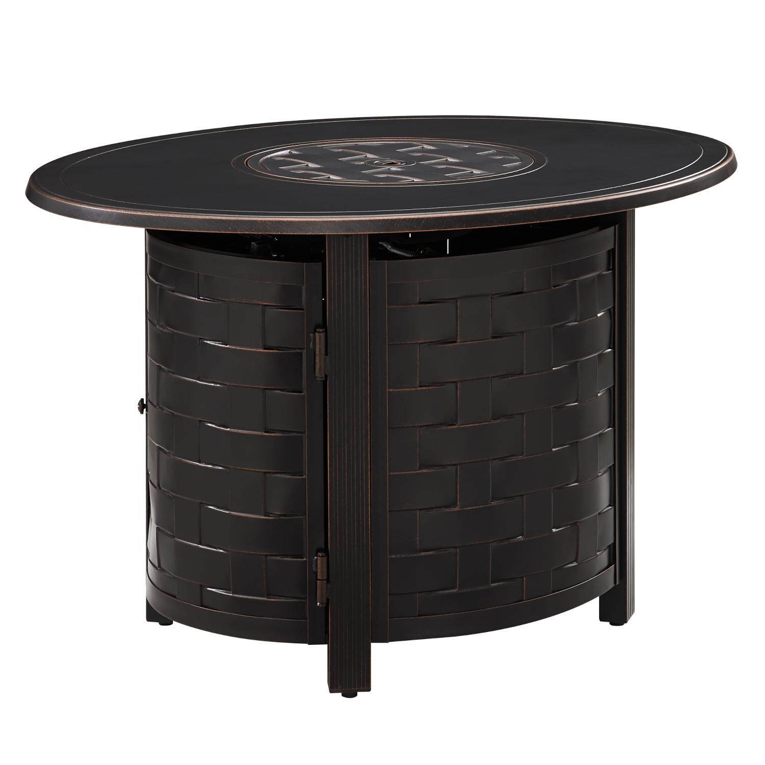 Ultimate Patio 63695 Magnolia Way 40-Inch Oval Aluminum Propane Gas Fire Pit - Full View thumbnail