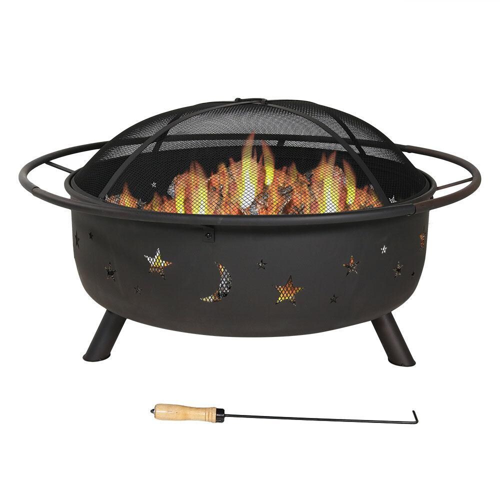 Ultimate Patio 42-Inch Steel Cosmic Wood Burning Fire Pit - In Use thumbnail