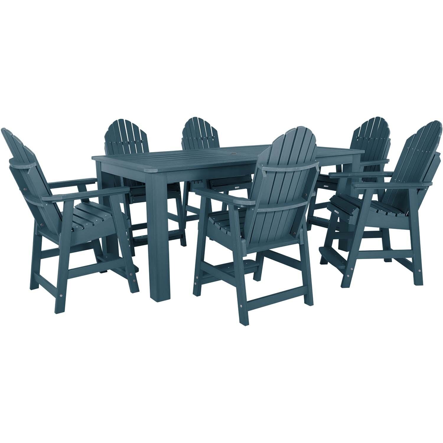 Dream Bay 7 Pc Recycled Plastic Counter Height Dining Set In Nantucket Blue By Lakeview - White Background thumbnail