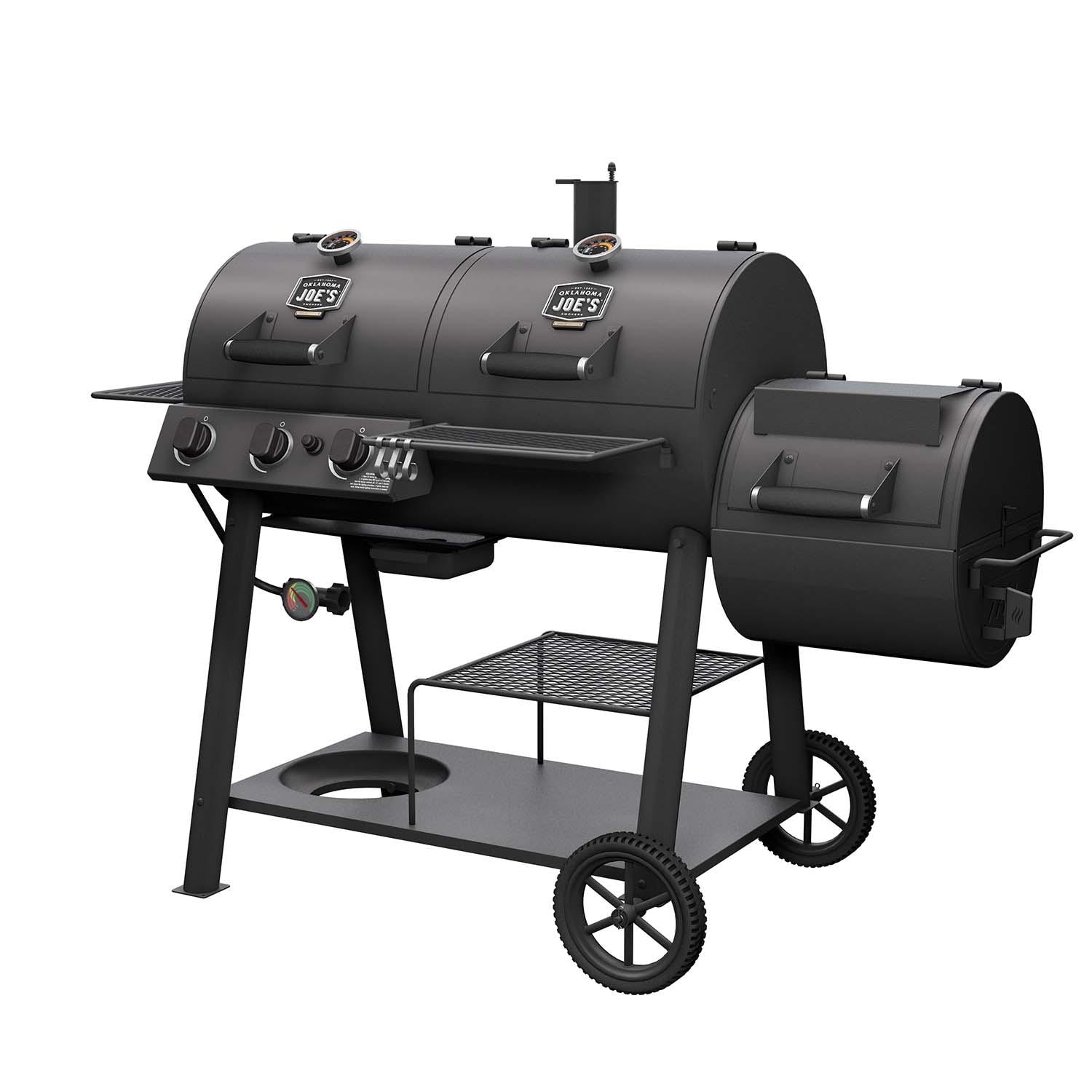 Oklahoma Joe's 24203005 Canyon Combo DLX Charcoal/Propane Smoker & Grill - Left Angled - White Background thumbnail