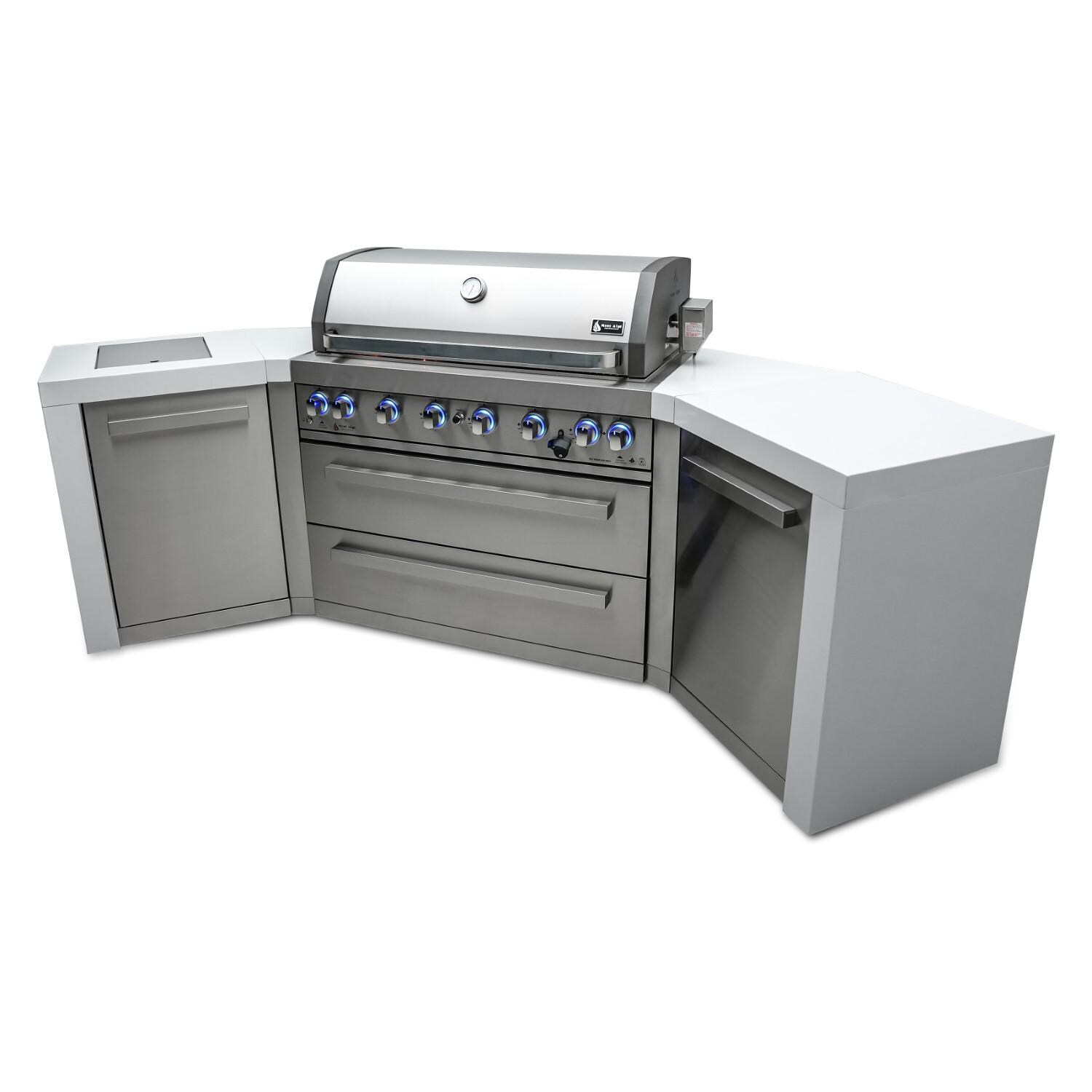 Mont Alpi - MAi805-D45 - Deluxe 45 Degree Propane Gas Island Grill W/ Infrared Side Burner & Rotisserie Kit - Angled Right thumbnail