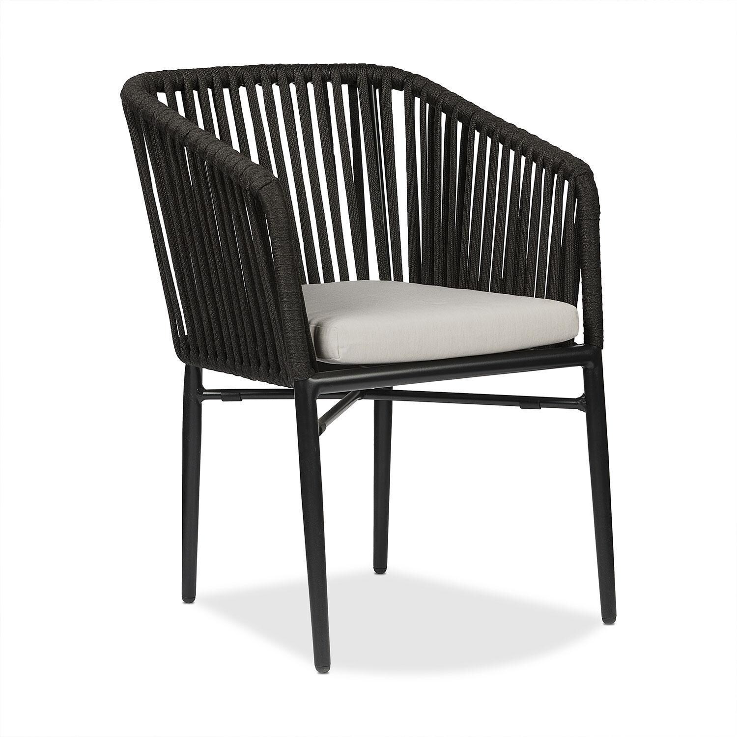 Canyon Bay 21 Inch Metal Outdoor Dining Chair Set of 2 in Black W/ Sunbrella Cushions by Lakeview Outdoor Designs - Single Chair - White Background thumbnail