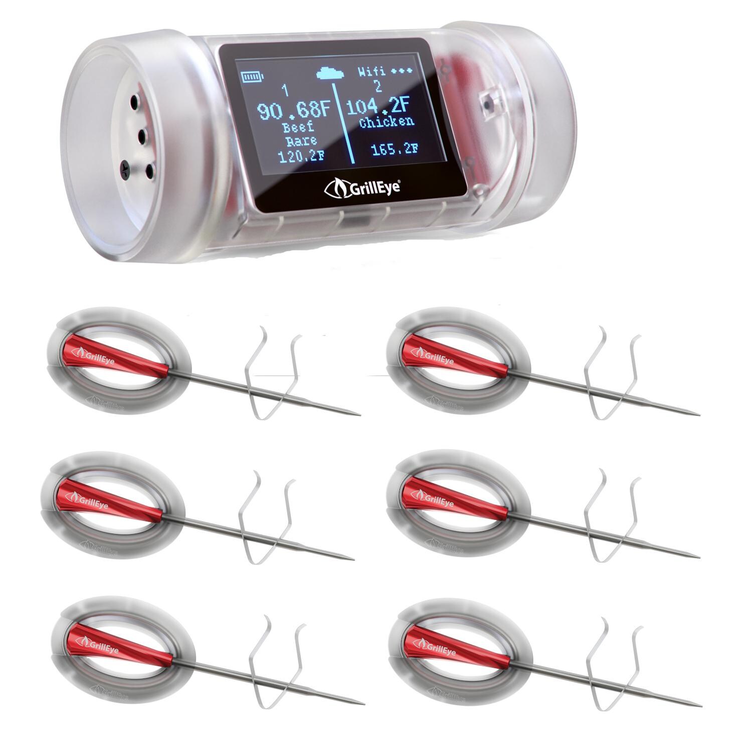 GrillEye Max Wireless Grilling & Smoker Smart Thermometer W/ 6 Probes