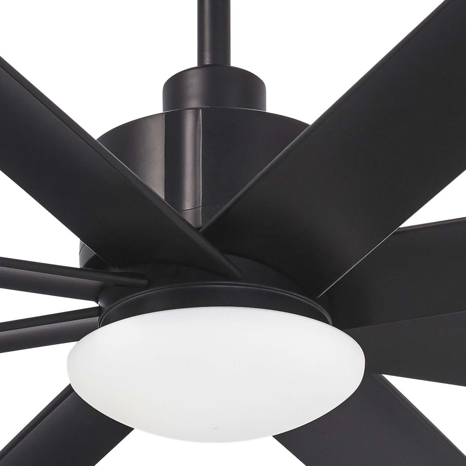 Minka-Aire F888L-CL Slipstream 65-Inch 8-Blade LED Ceiling Fan in Coal Finish w/ Distressed Koa Blades & Etched Opal Glass - Closeup thumbnail