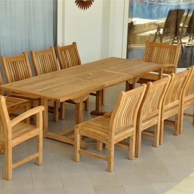 Anderson Teak Bahama 10-Person Teak Patio Dining Set With Extension Table thumbnail