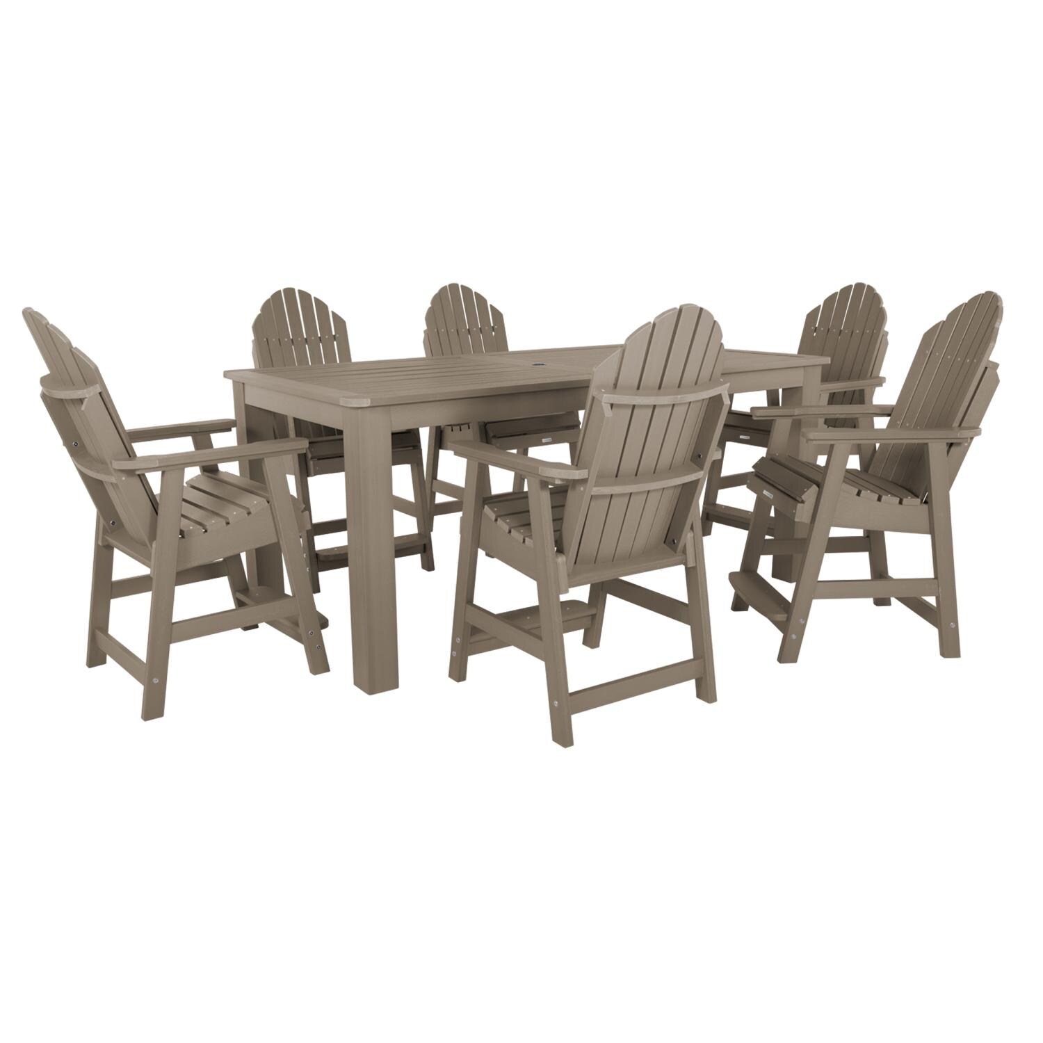 Dream Bay 7 Pc Recycled Plastic Counter Height Dining Set In Woodland Brown By Lakeview - White Background thumbnail