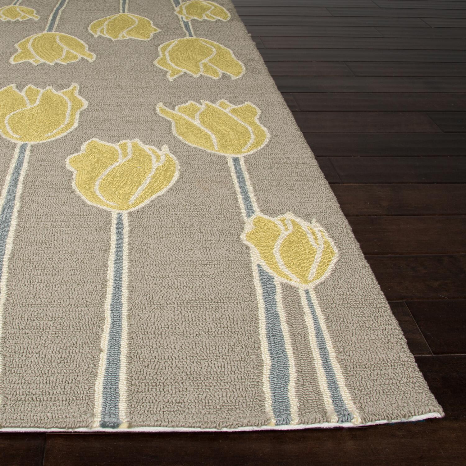 Jaipur Rugs Grant Tulips 5 X 7.6 Indoor/Outdoor Rug Gray/Yellow