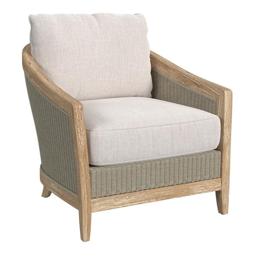 Cambria Teak Club Chair in Light Wood/Canvas Canvas by Sunset West