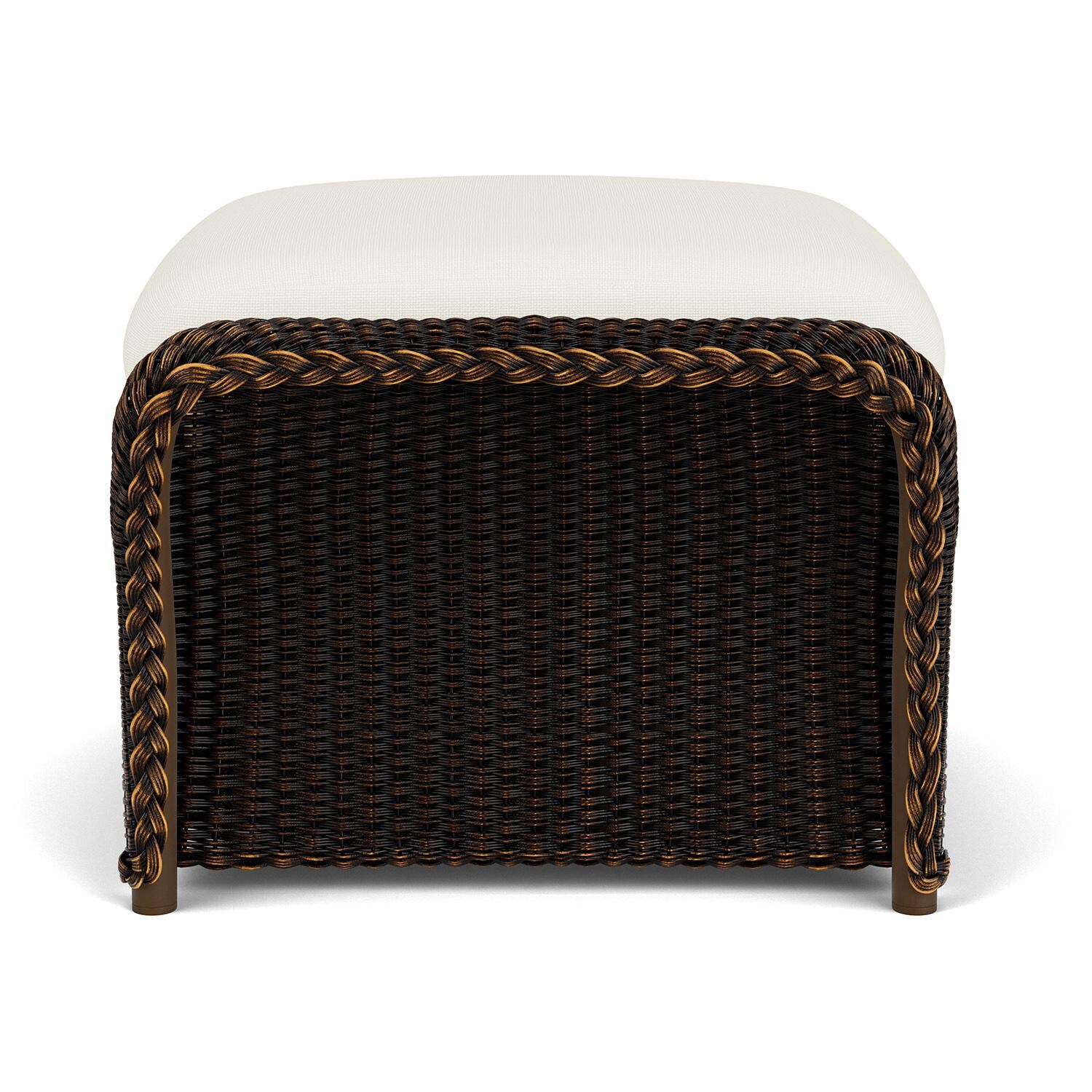 Lloyd Flanders Weekend Retreat Woven Ottoman in Mink Finish W/ Sailcloth Salt Fabric - Side thumbnail