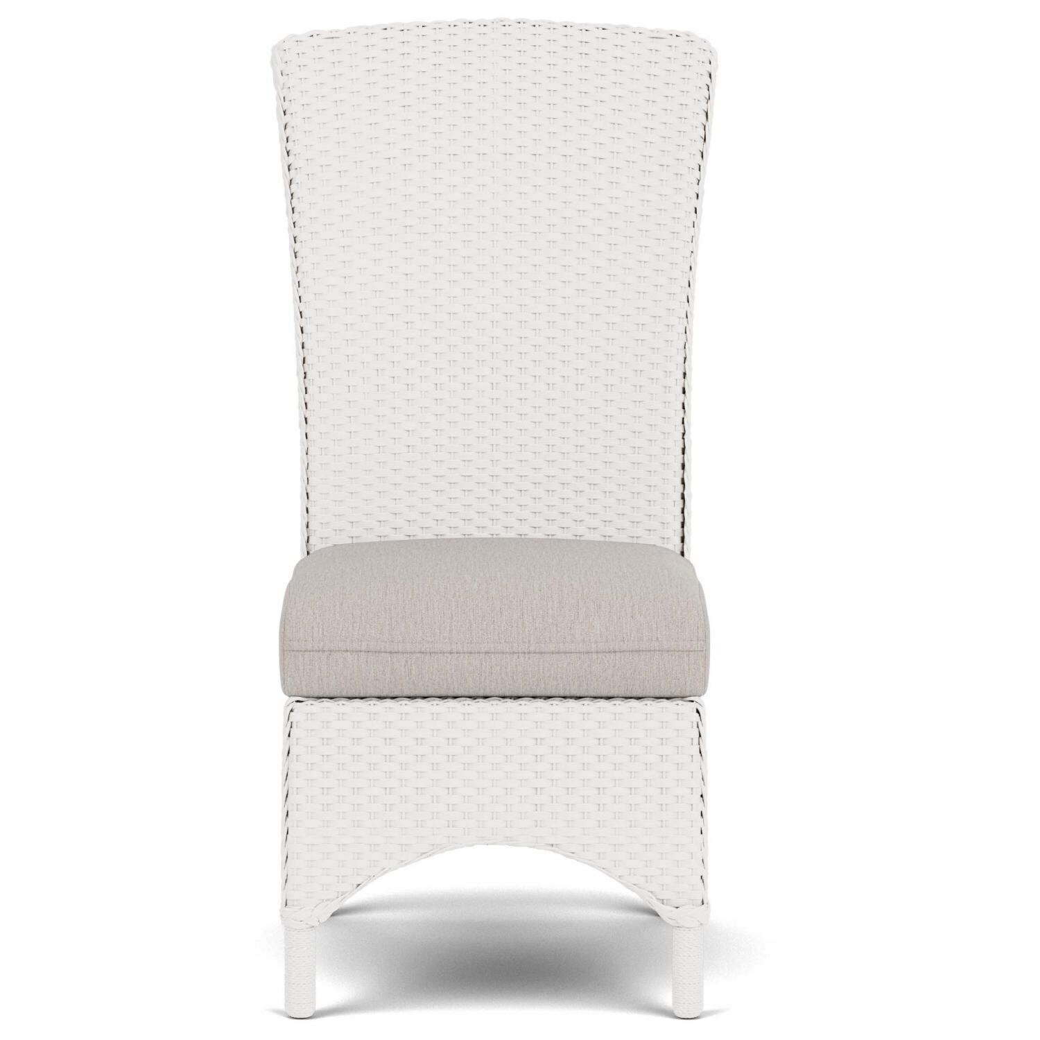 Lloyd Flanders Mandalay Armless Dining Chair in White Finish with Sailcloth Salt Fabric thumbnail