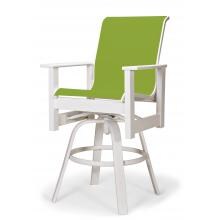 Leeward MGP Outdoor Counter Height Swivel Bar Stool With Sling Seating By Telescope Casual - Textured Snow/Lime