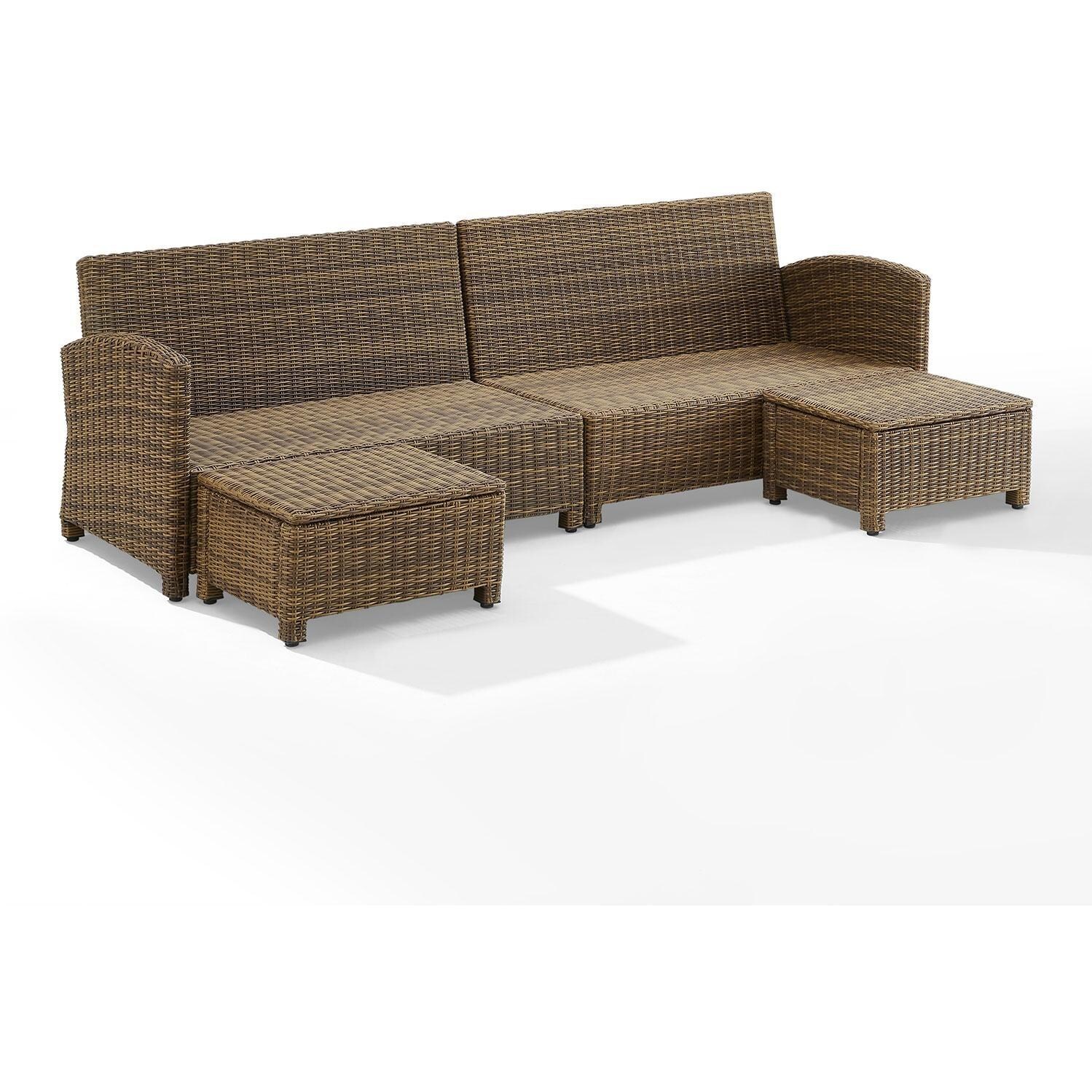 Ultimate Patio UP-92420WB-SG 4Pc Wicker Outdoor Sectional Patio Furniture Set in Sangria - Cushions Removed - White Background thumbnail