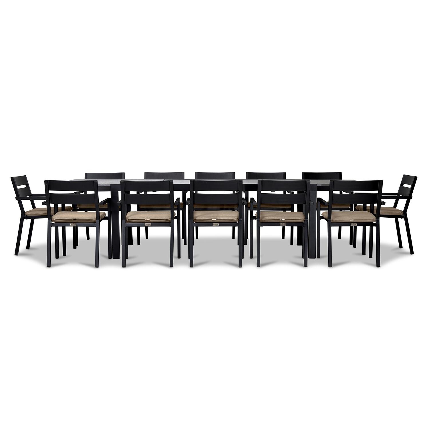 Calm Bay 13 Pc Extendable Dining Set in Black/Heather Beige by Lakeview - White Background 3 thumbnail