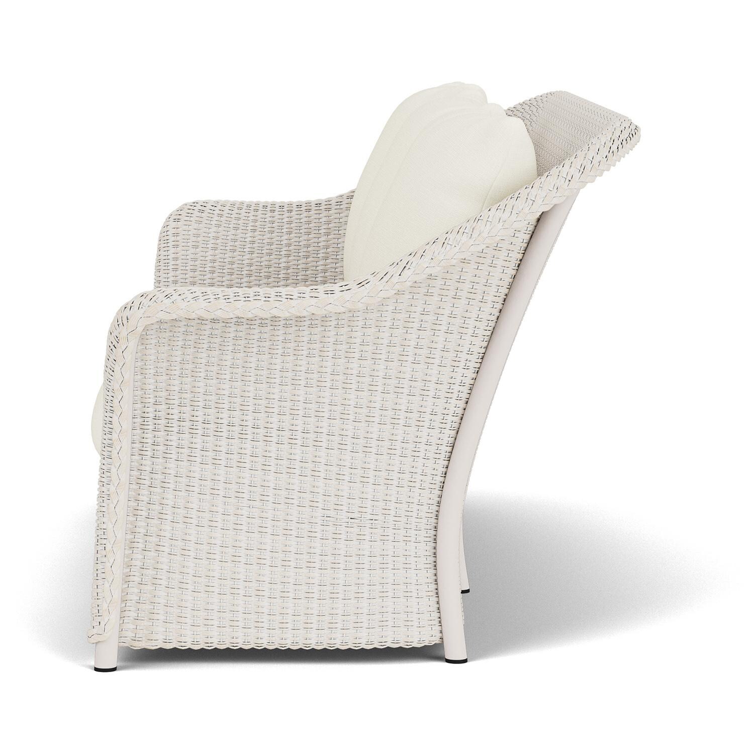 Lloyd Flanders Weekend Retreat Sofa in Antique White Finish W/ Sailcloth Salt Fabric - Side thumbnail