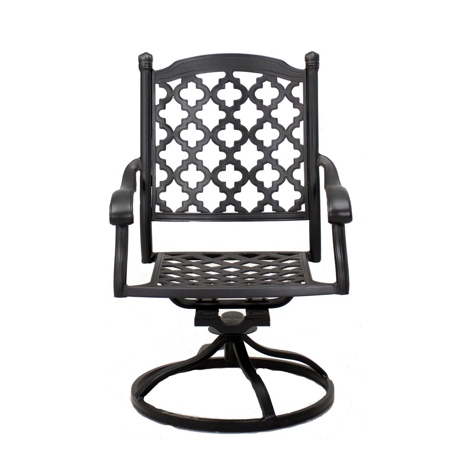 Darlee Madison Cast Aluminum Swivel Rocker Dining Arm Chair - Frame - White Background thumbnail