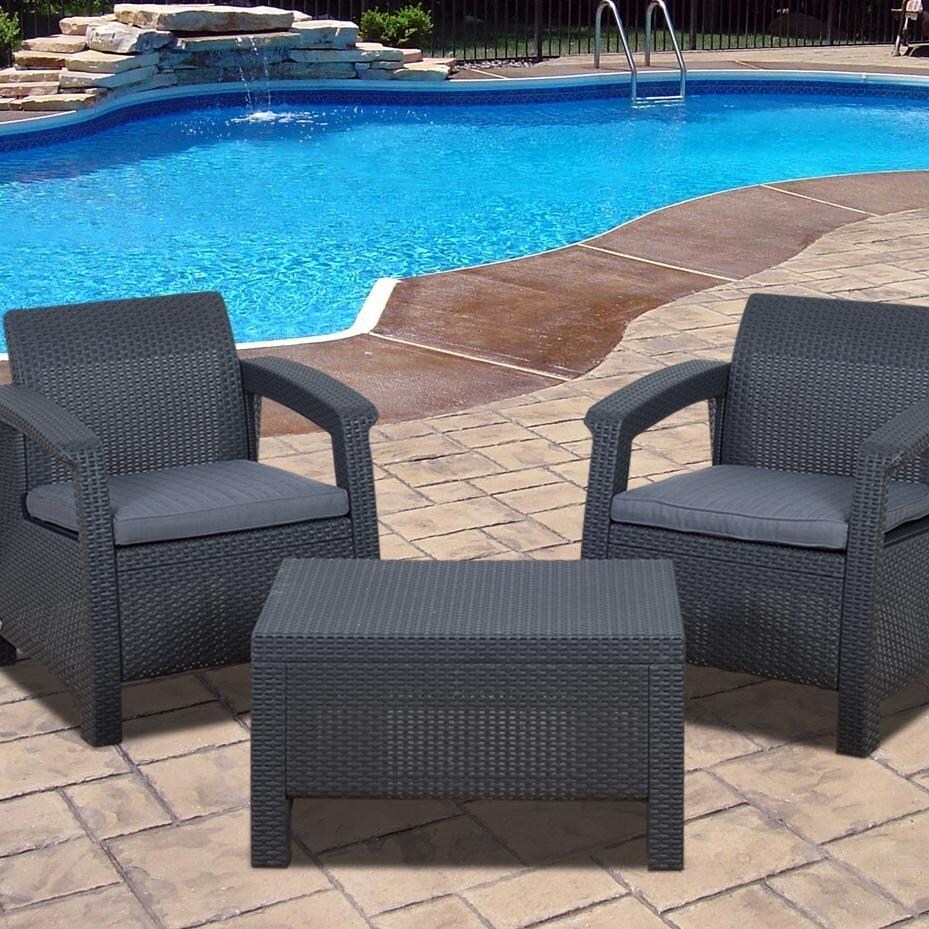 Atlantic Corfu 2Person Resin Wicker Patio Conversation Set Gray