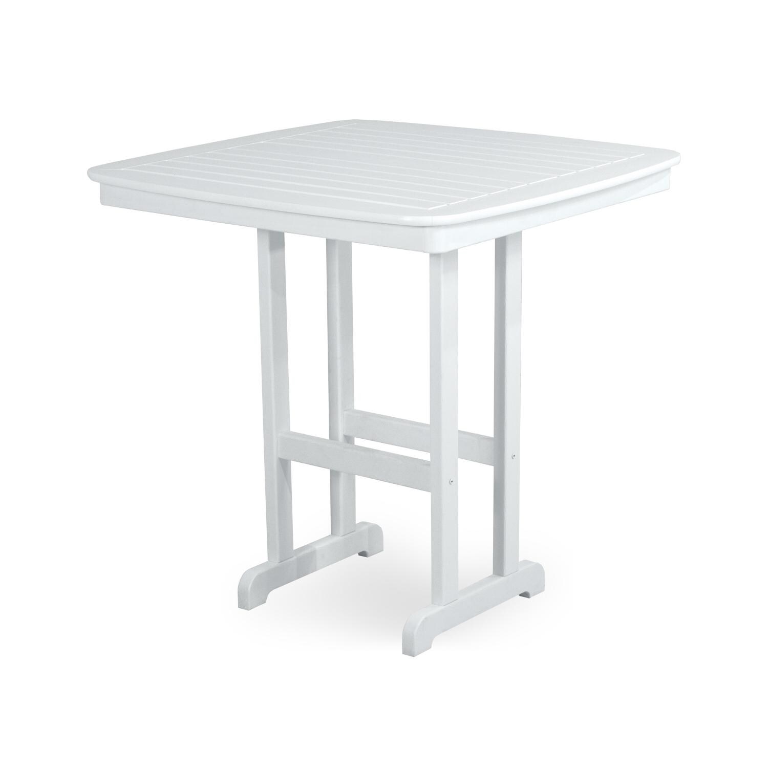 Nautical White Recycled Plastic Wood 44 Inch Square Patio Bar Table By POLYWOOD