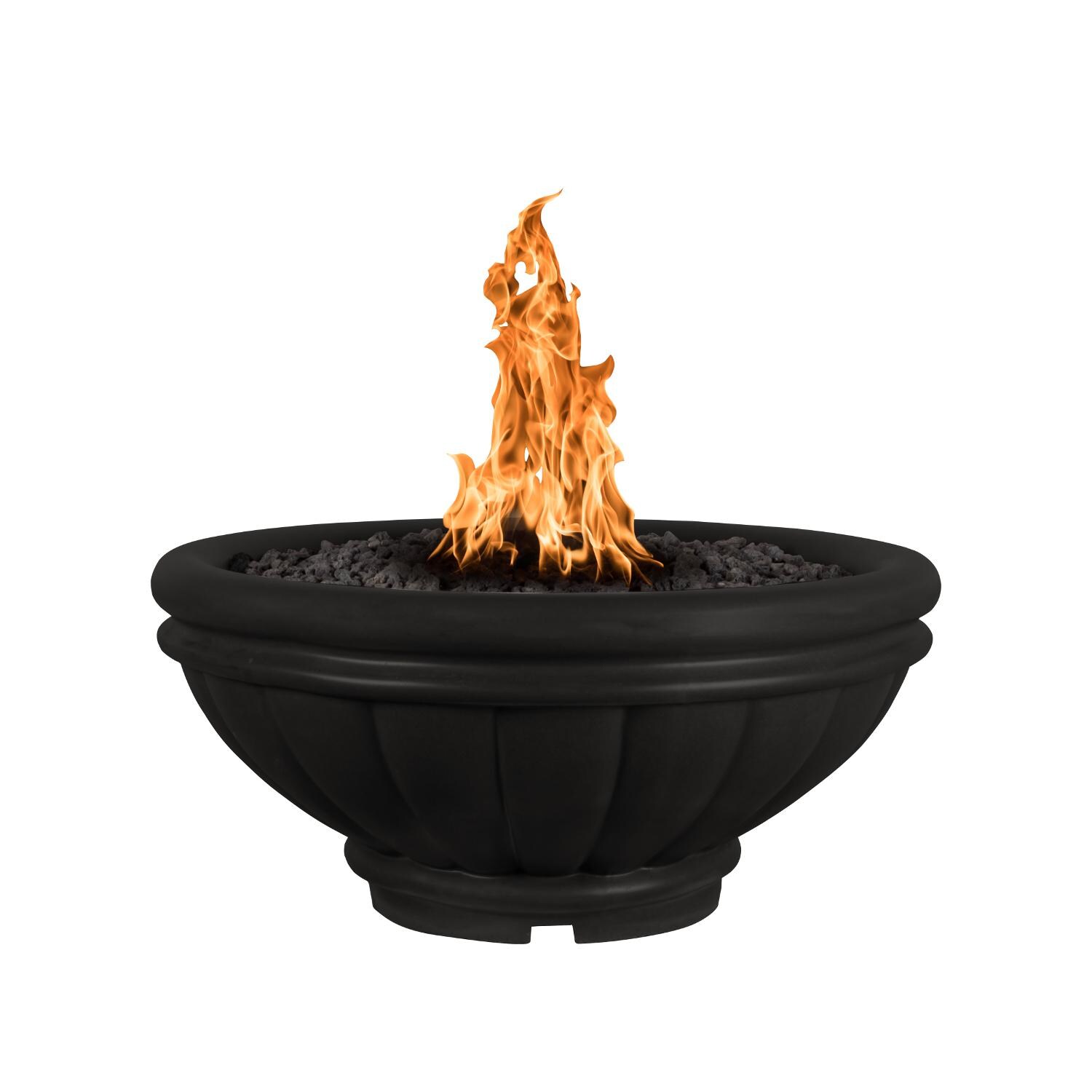 Roma 24 Inch Round GFRC Natural Gas Fire Pit in Black by The Outdoor Plus