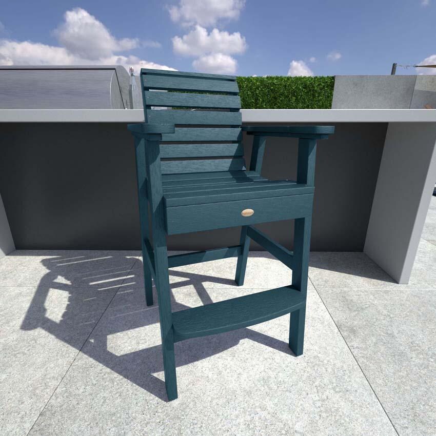 Elm Pointe Recycled Plastic Bar Stool in Nantucket Blue by Lakeview Outdoor Designs