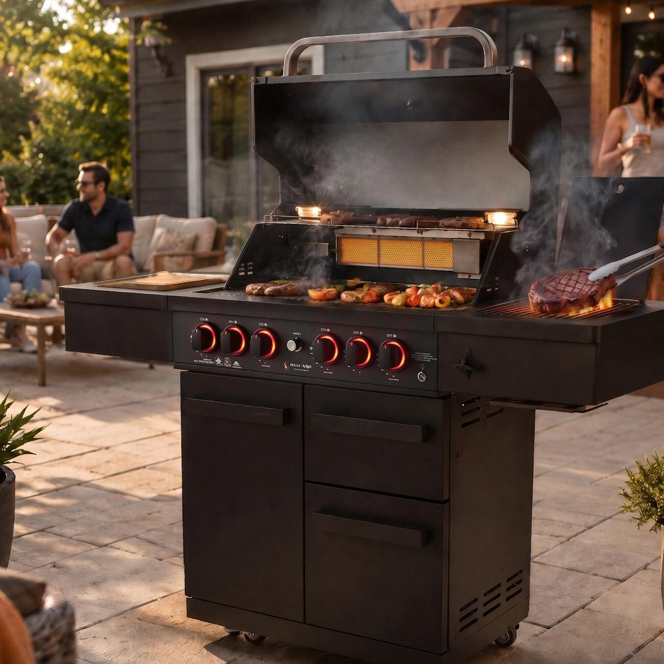 Mont Alpi MA-988 Performance Black Series 4 Burner Propane Grill - Cooking - Lifestyle thumbnail