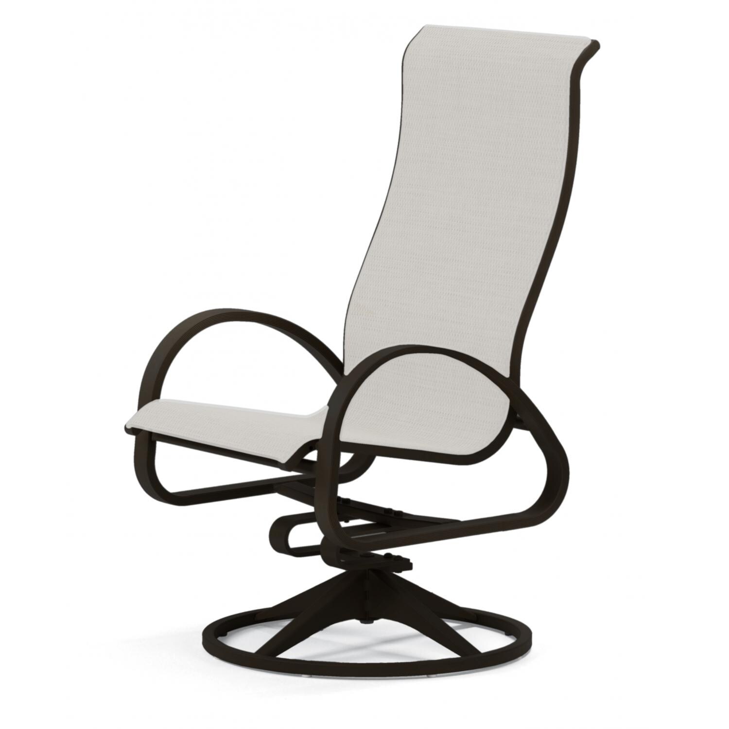 Aruba II Supreme Aluminum Patio Swivel Rocker Dining Chair With Sling Seating - Textured Black/Titanium thumbnail