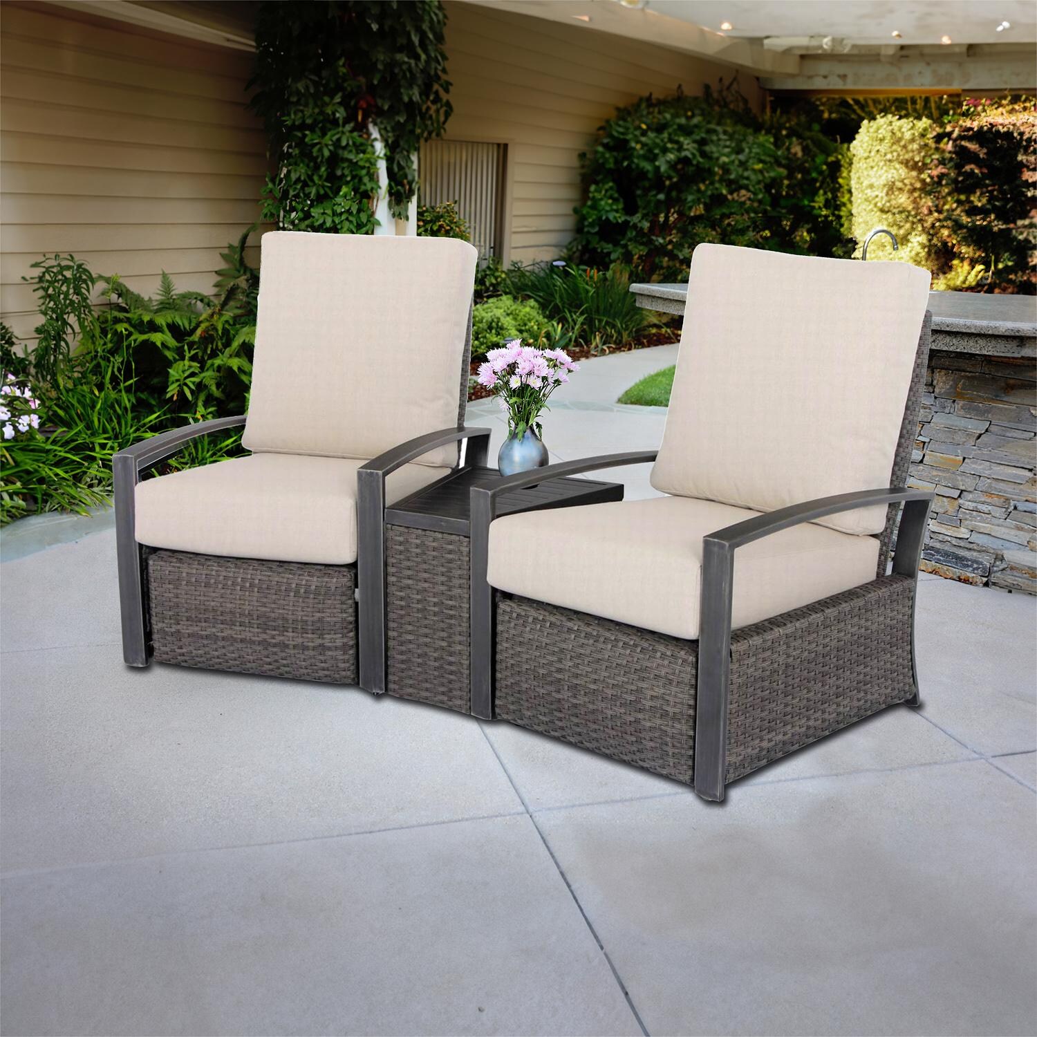Catahoula 3 Pc Wicker & Aluminum Seating Set in Brown/Echo Ash by Lakeview Outdoor Designs