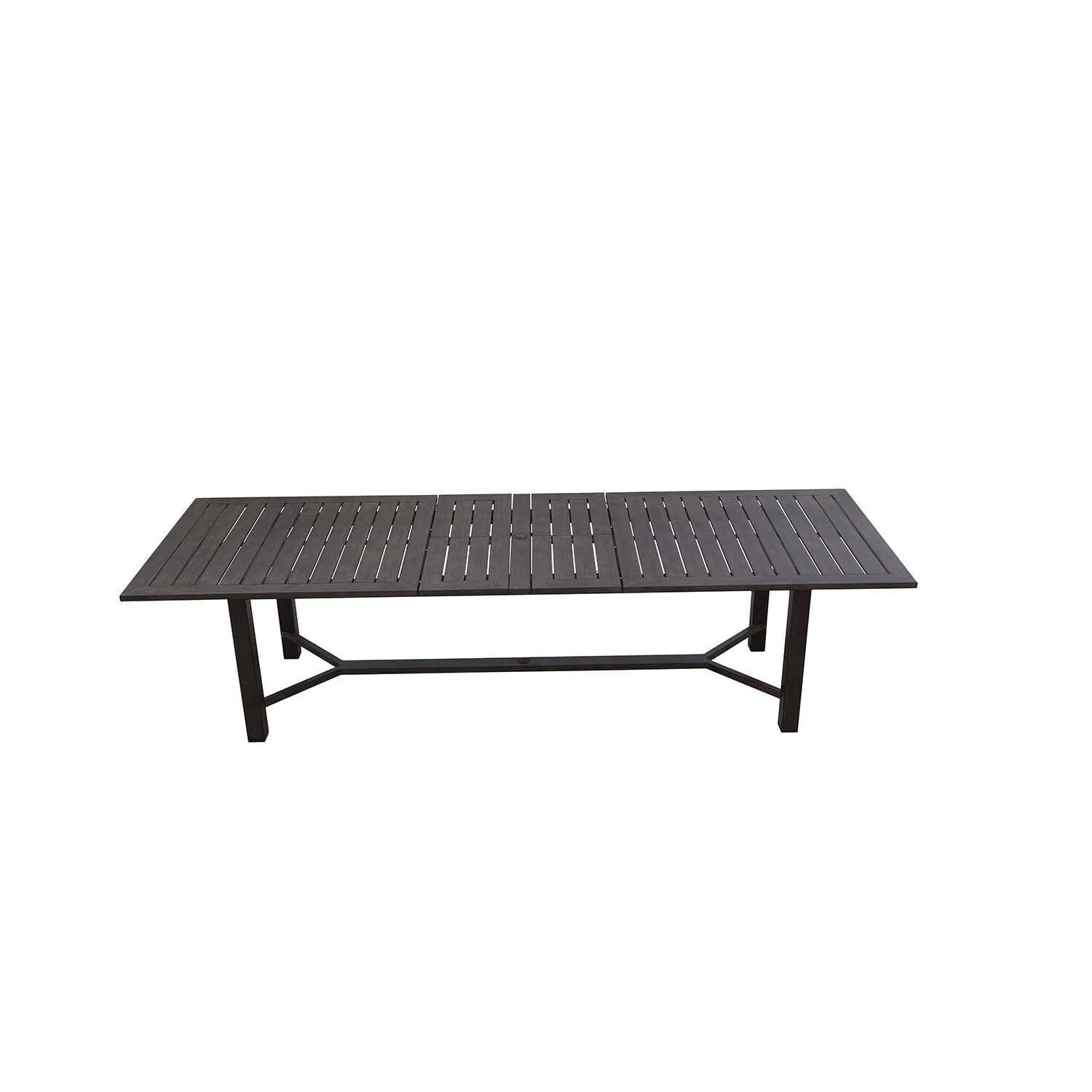 Atlantis 114 X 91 Inch Rectangle w/ Extension Walnut Aluminum Dining Table By Darlee - Front View Not Extended - White Background thumbnail