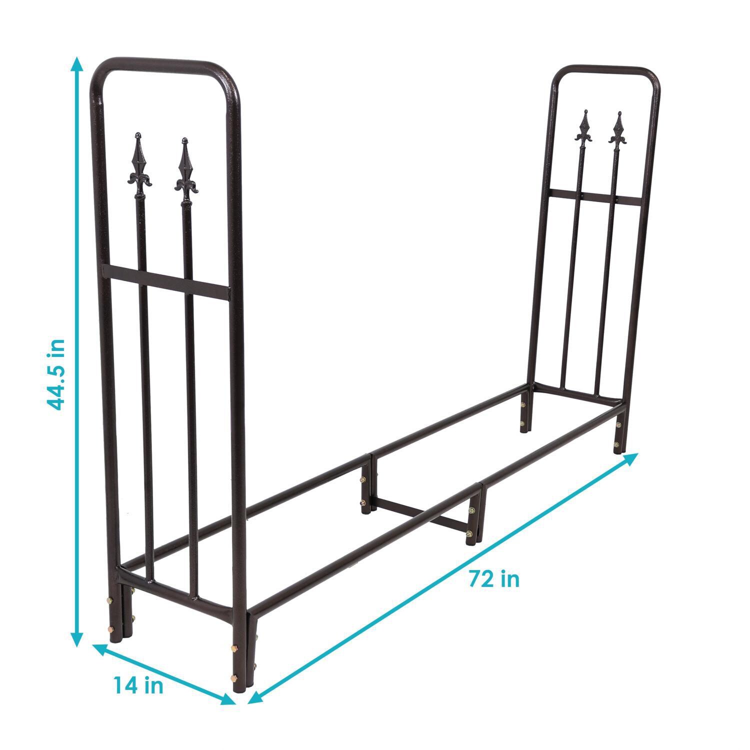 Ultimate Patio SC-QX-6DLR-BRONZE Indoor/Outdoor Decorative Firewood Log Rack - 6-Foot - Dimensions thumbnail