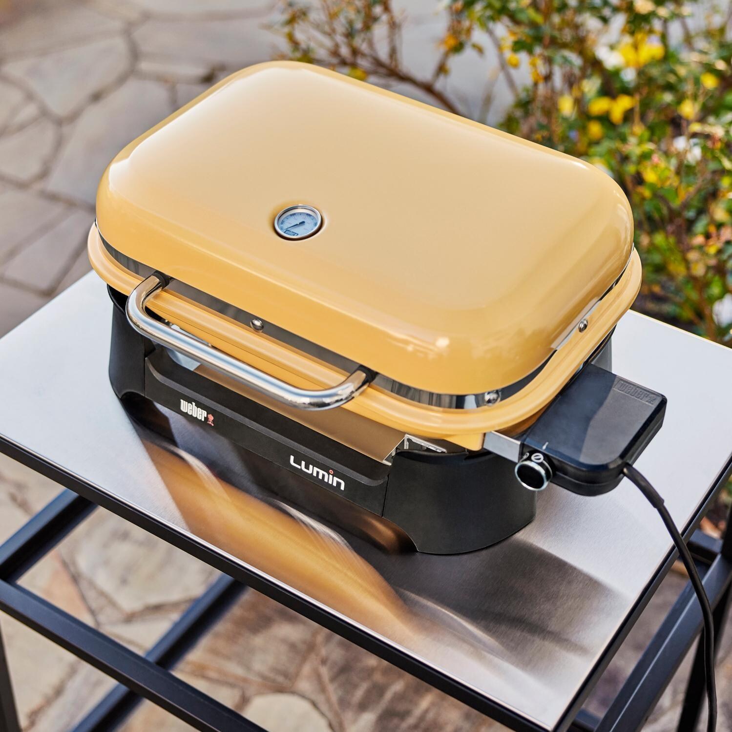 Weber 92280901 Golden Yellow Lumin Portable 1560 Watt Electric Grill - Overhead View - Lifestyle thumbnail