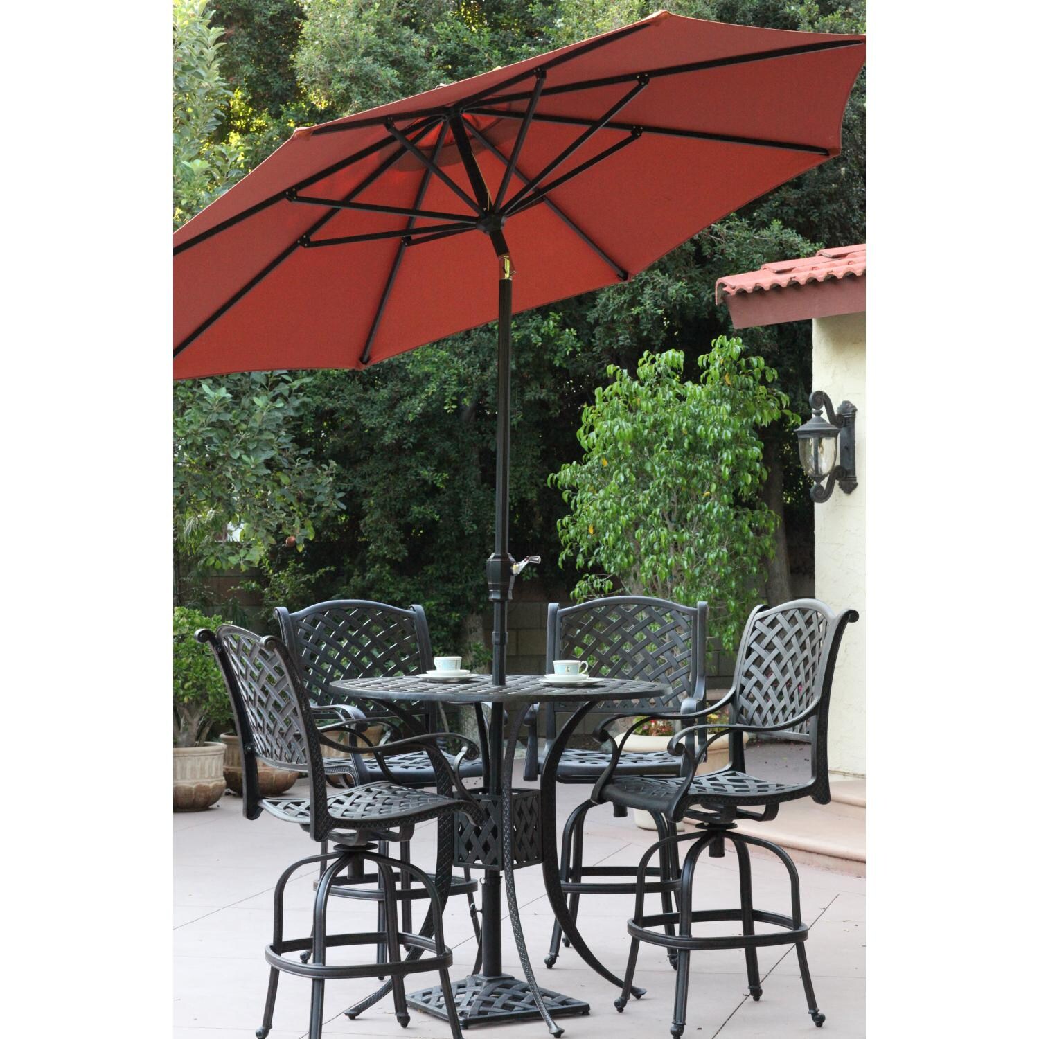 Darlee 9 Ft Aluminum Bar Height Auto Tilt Patio Market Umbrella Brown Bbqguys