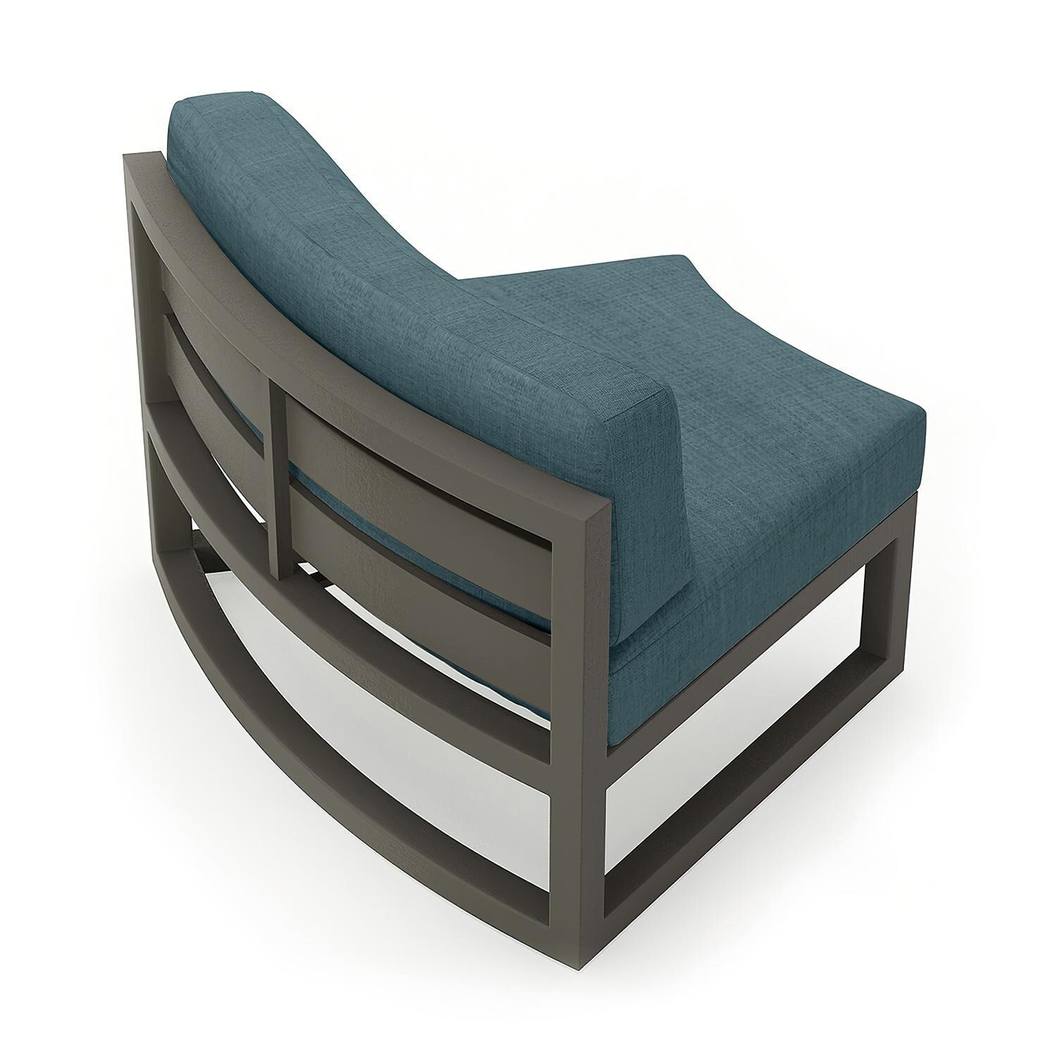 Misty Cove 2 Piece Aluminum Curve Club Chair in Slate w/Cast Lagoon Cushions by Lakeview - Back Angle View - White Background thumbnail