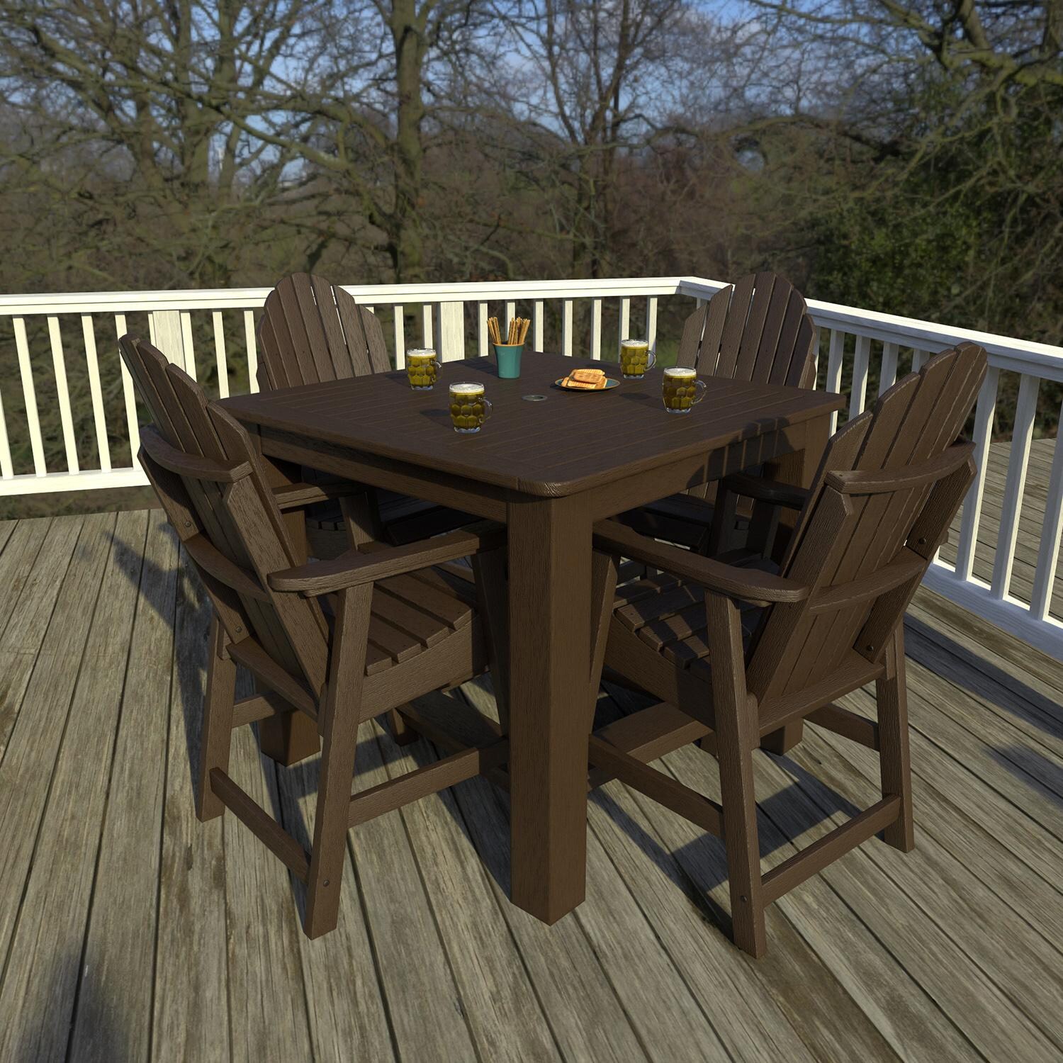 Dream Bay 5 Pc Recycled Plastic Square Counter Height Dining Set in Weathered Acorn by Lakeview Outdoor Designs