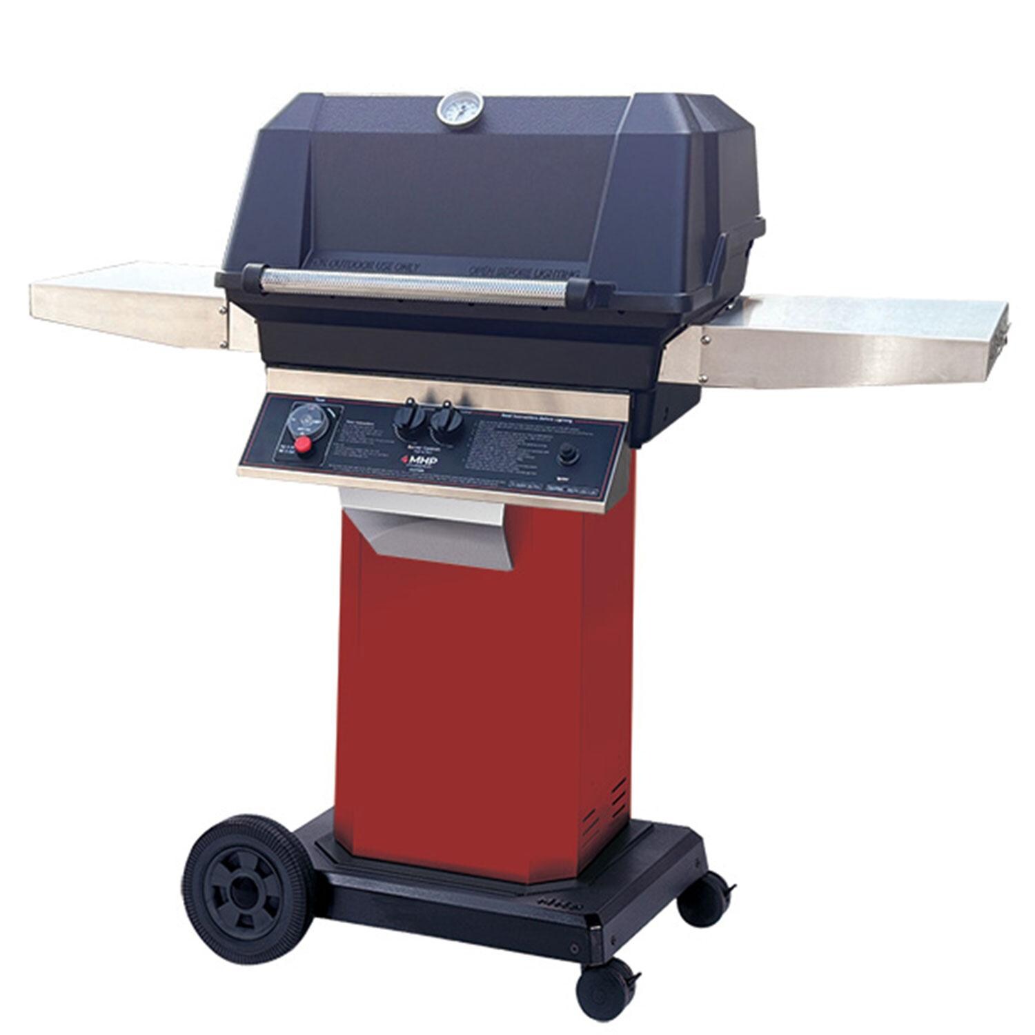 MHP Natural Gas Timer Grill w/ Ember Red Grill Column & Portable Base w/ Locking Casters - Display - White Background thumbnail