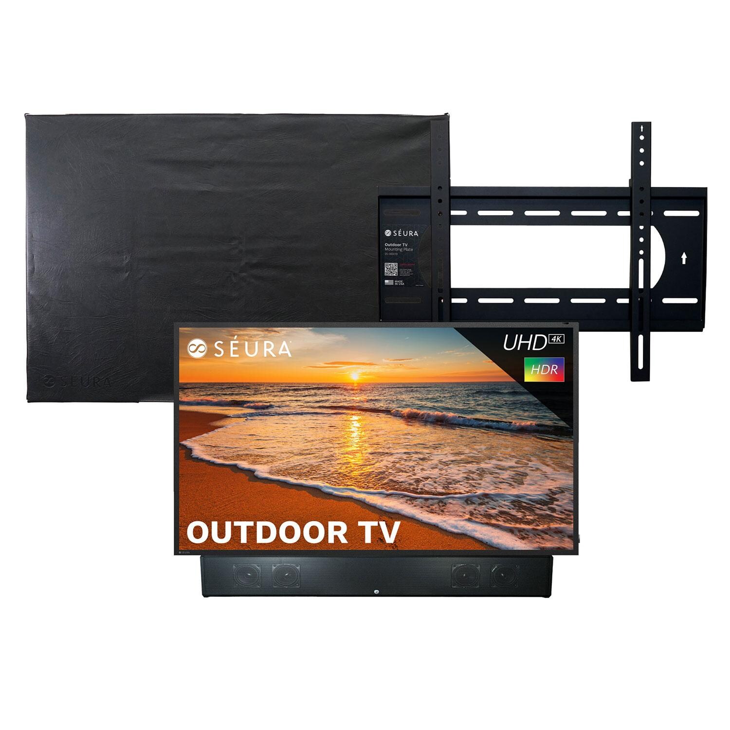Seura Series 2 65 Inch Shade 4K LED HDR All-In Bundle w/ Cover, Soundbar & Mount Outdoor TV-SHD2-65-SSB-1-SW-2-CVRSHD2-65