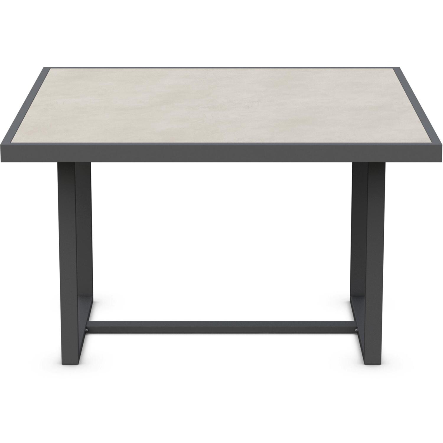 Azzurro Living Pavia 48 Inch Charcoal Aluminum Dining Table W/ Albarium Dekton Top - Front - White Background thumbnail