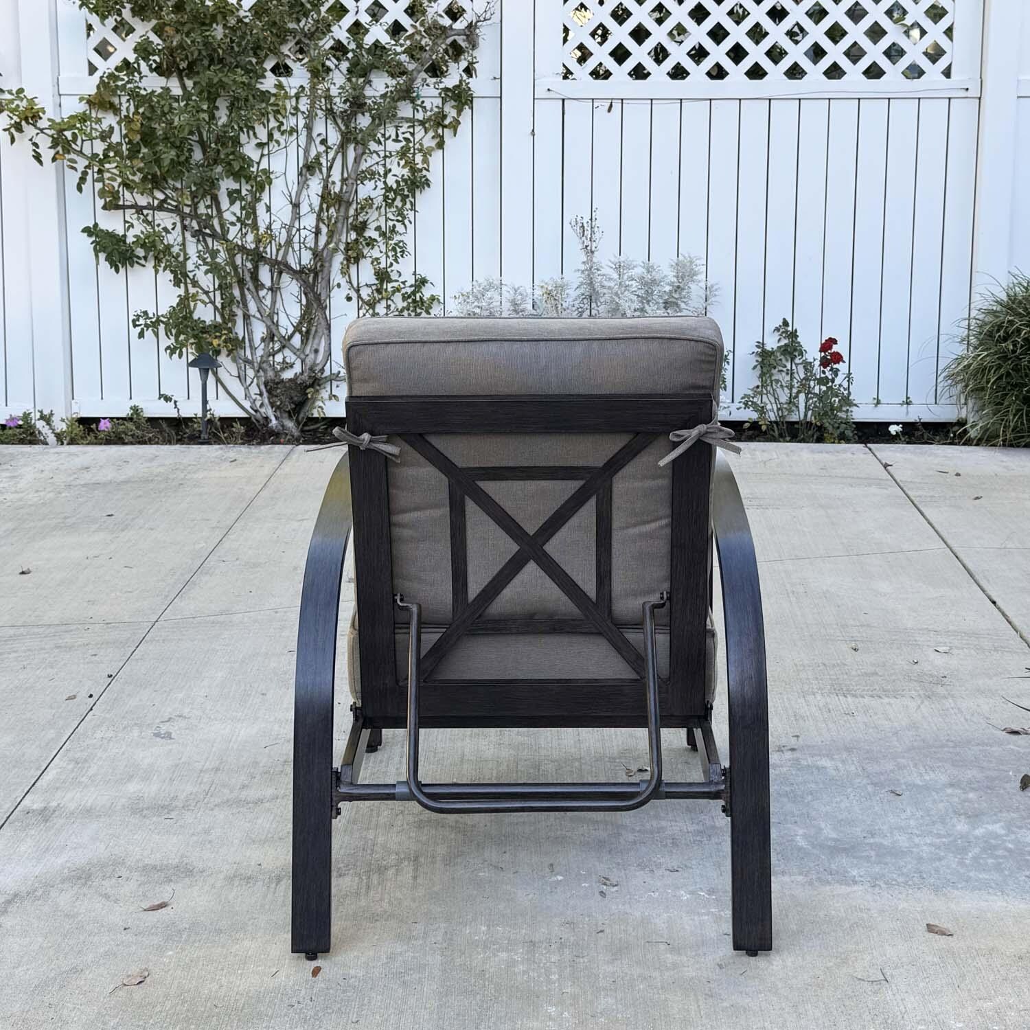 Atlantis Aluminum 2 Pc Club Chair Set w/ Adjustable Backrest in Walnut/Beige by Darlee - Back - Detail thumbnail