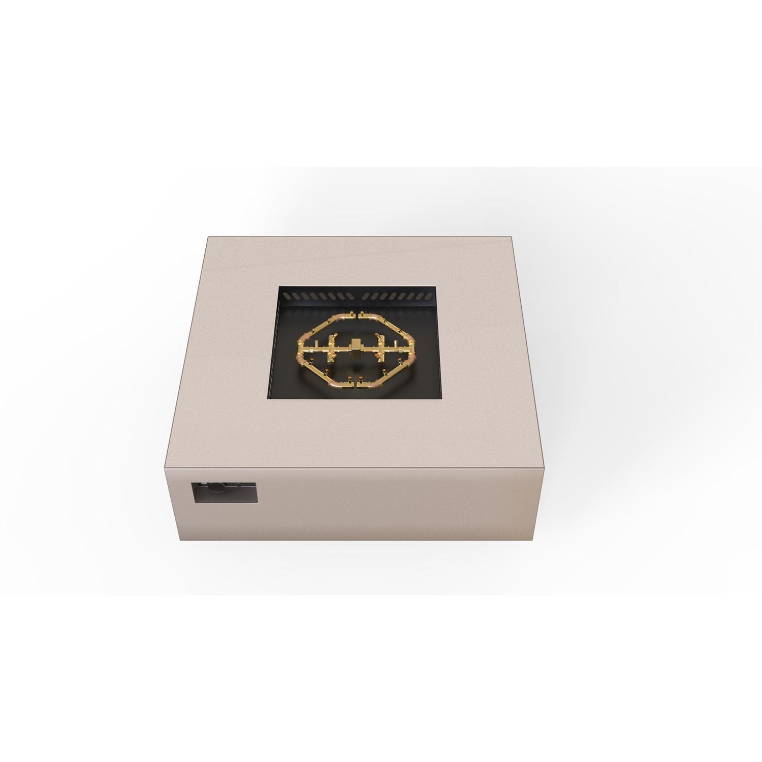 AON 48 Inch Square Powder Coated Steel Propane Fire Pit Table in Sand Pebble By Warming Trends - Top Angled View - White Background thumbnail