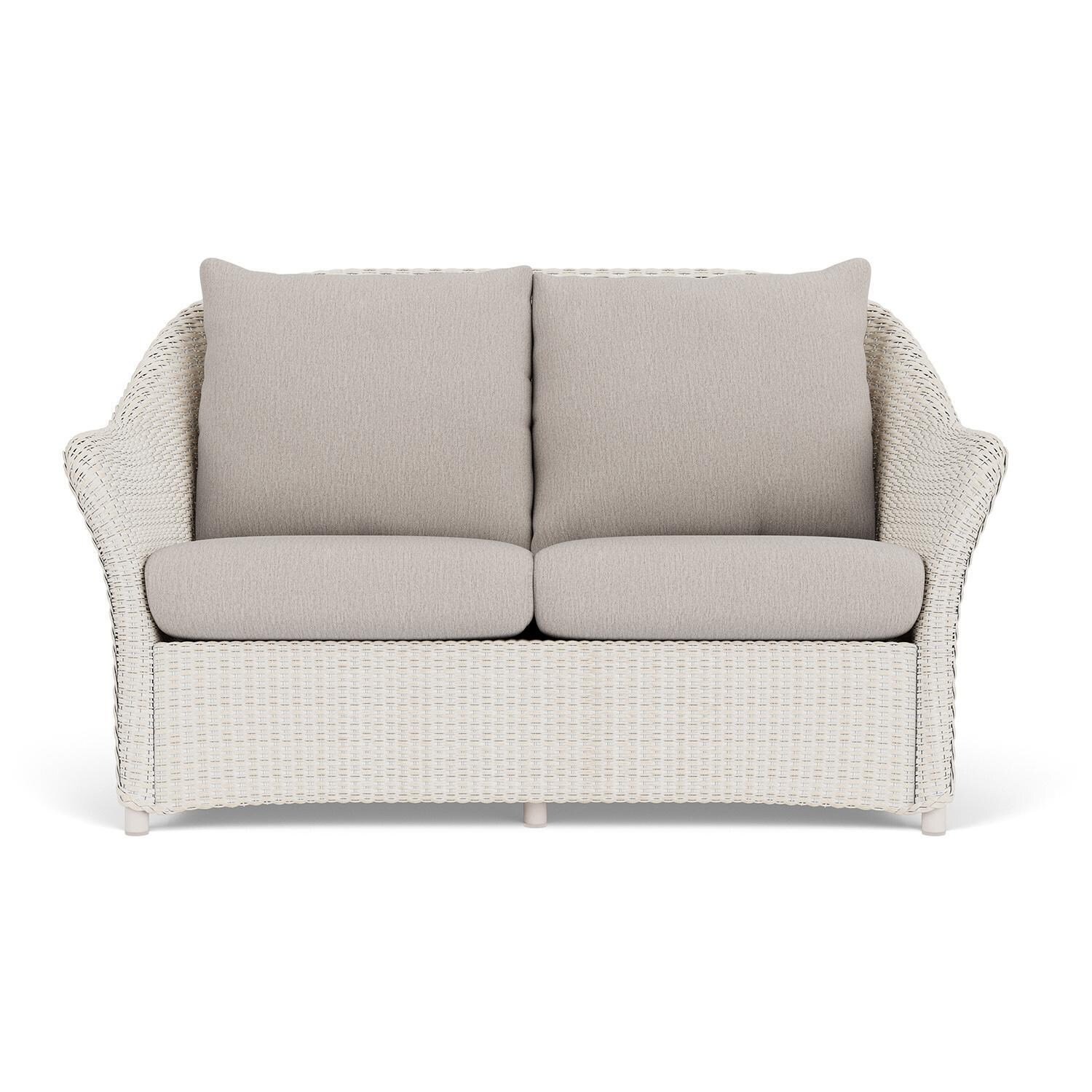 Weekend Retreat Lloyd Loom Loveseat in Antique White/Remy Cloud by Lloyd Flanders