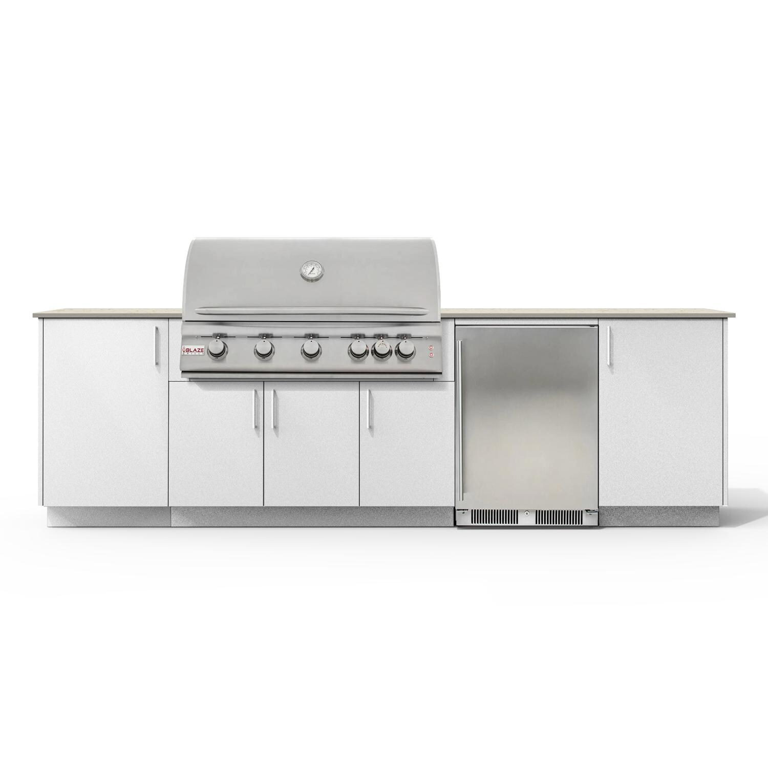 Urban Bonfire Horizon 40 Outdoor Kitchen w/ Blaze LTE Propane Grill, Refrigerator, Danae Dekton Countertop & Chantilly Finish - B-Horizon-40-Blaze-Danae-Chantilly