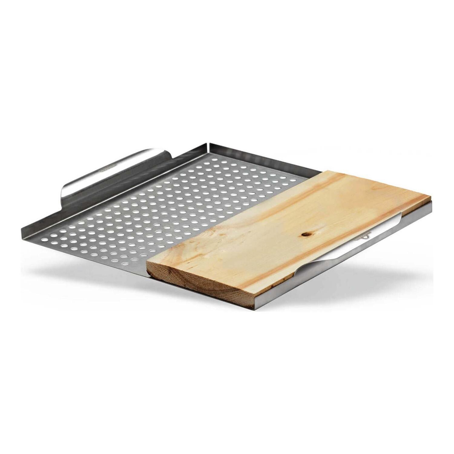 Napoleon 70026  Stainless Steel Multi-Functional Topper w/ Cedar Plank - White Background thumbnail