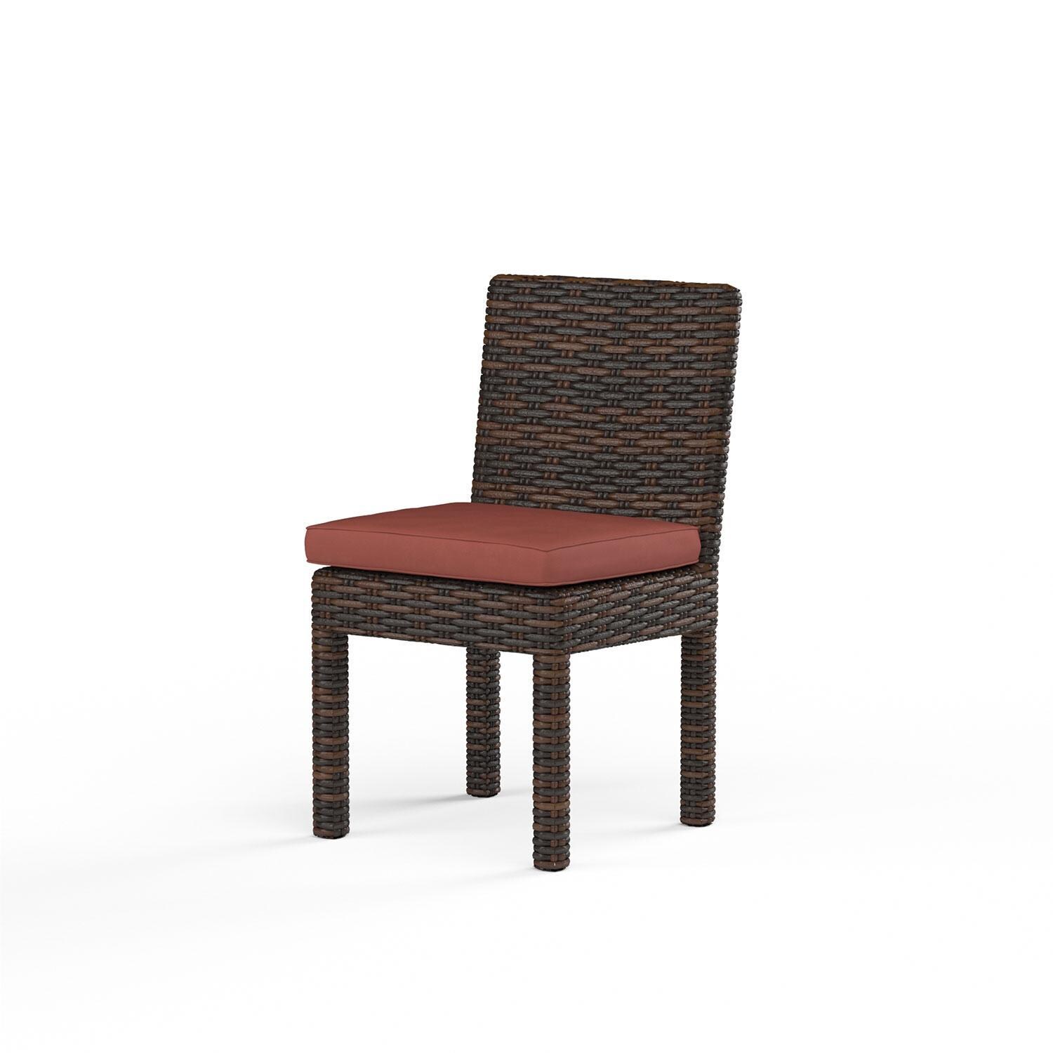 Montecito Wicker Patio Armless Dining Chair in Canvas Henna w/ Self Welt By Sunset West