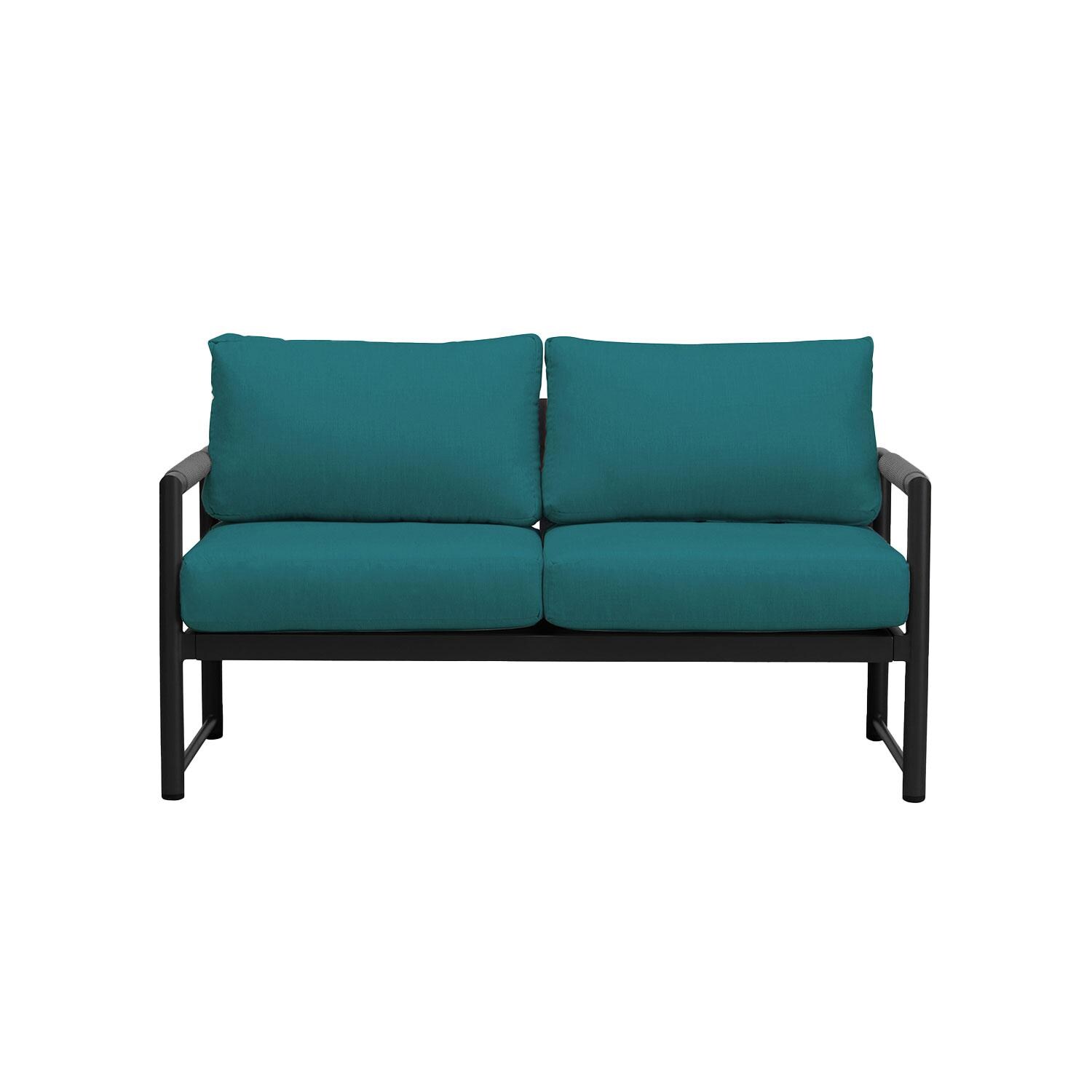 Avenue Bay 2 Person Aluminum Loveseat in Black/Spectrum Peacock by Lakeview Outdoor Designs