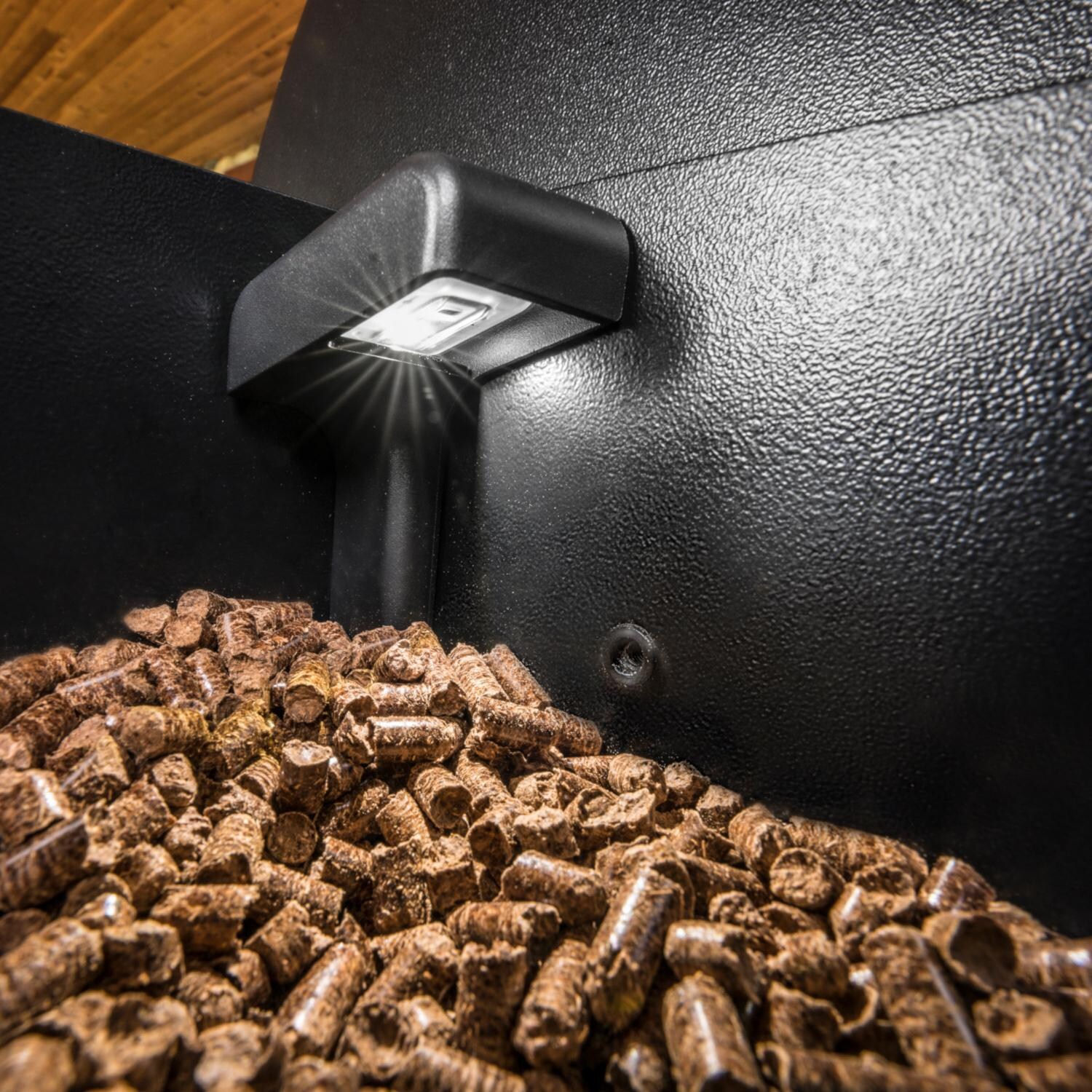 Traeger TFB89BLF Ironwood 885 Wood Pellet Grill - Pellet Sensor LED Light Angle thumbnail